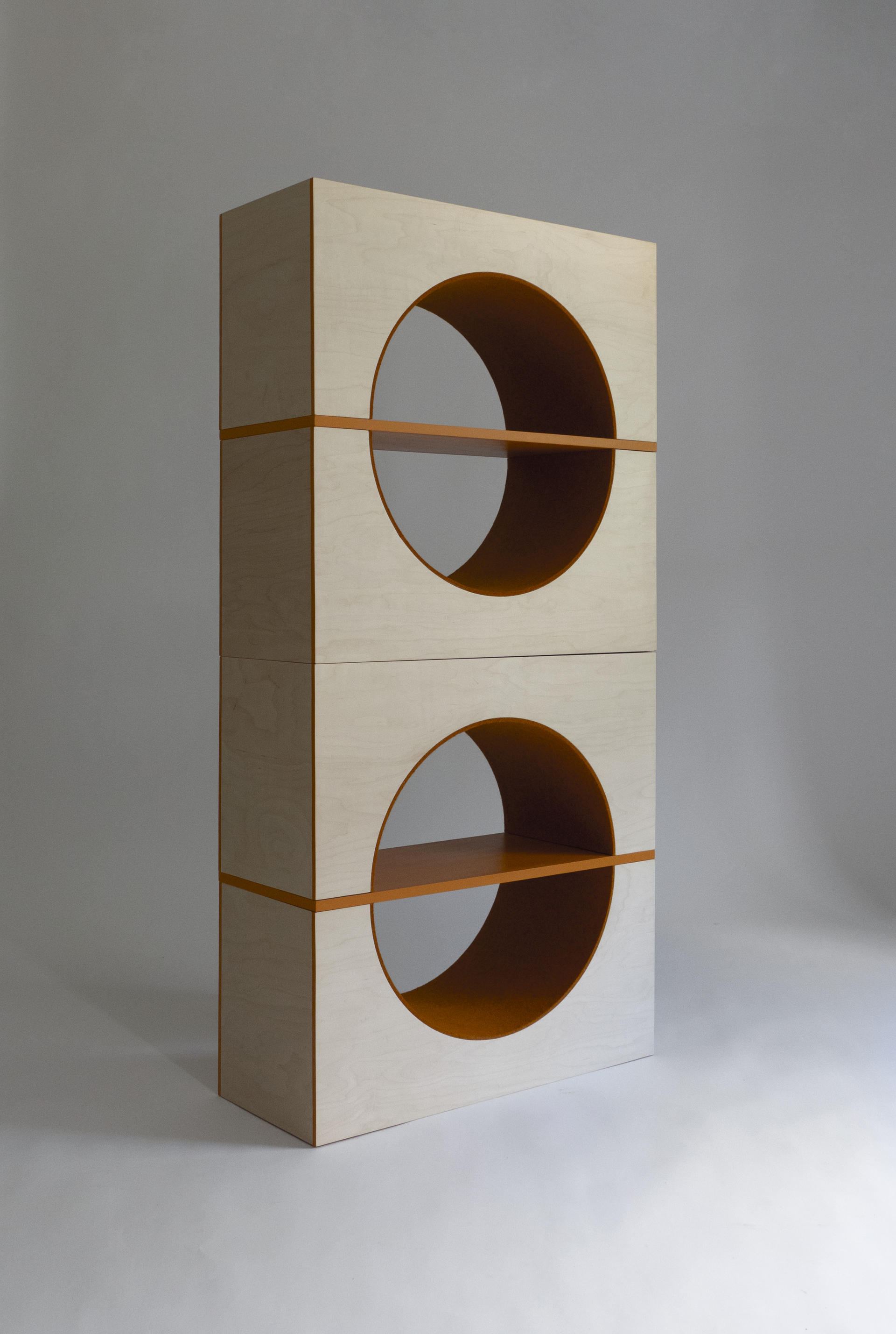 Stackable Modular wooden felt arch shelve