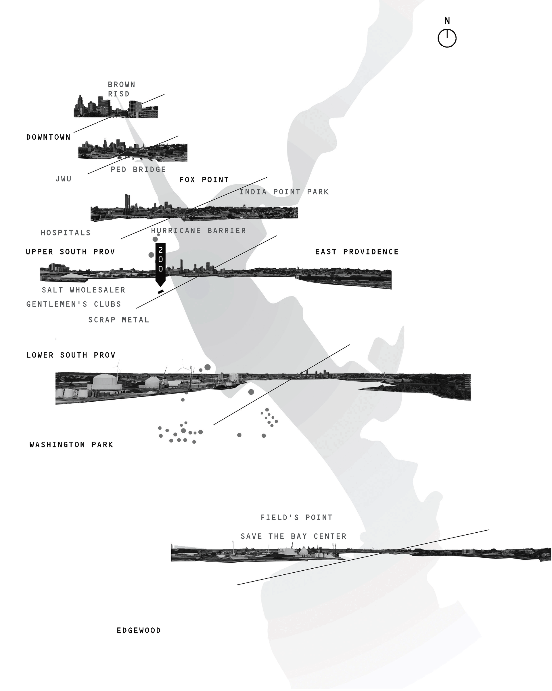 Providence Harbor map with different section lines and views and labels to show the surrounding context of the site, 200 allens ave 