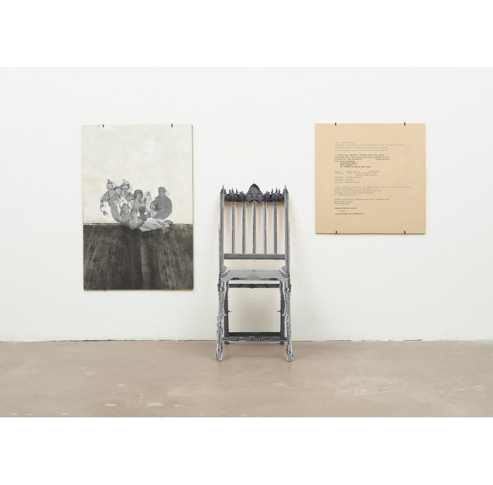 Individuals' fragments recomposed, referencing Joseph Kosuth's One and Three Chairs