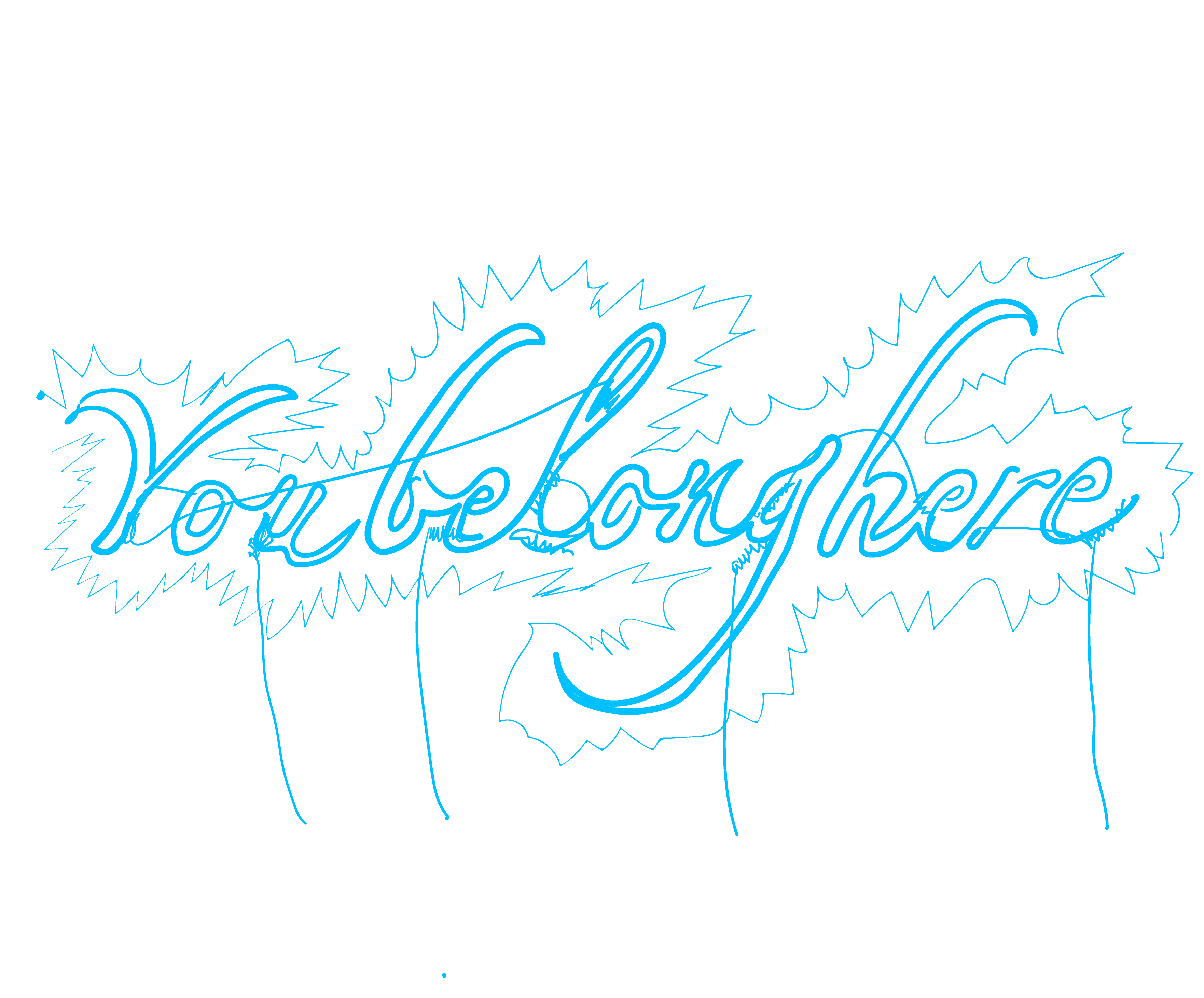 line drawing of Tavares Strachan's neon lighting piece that reads You belong here