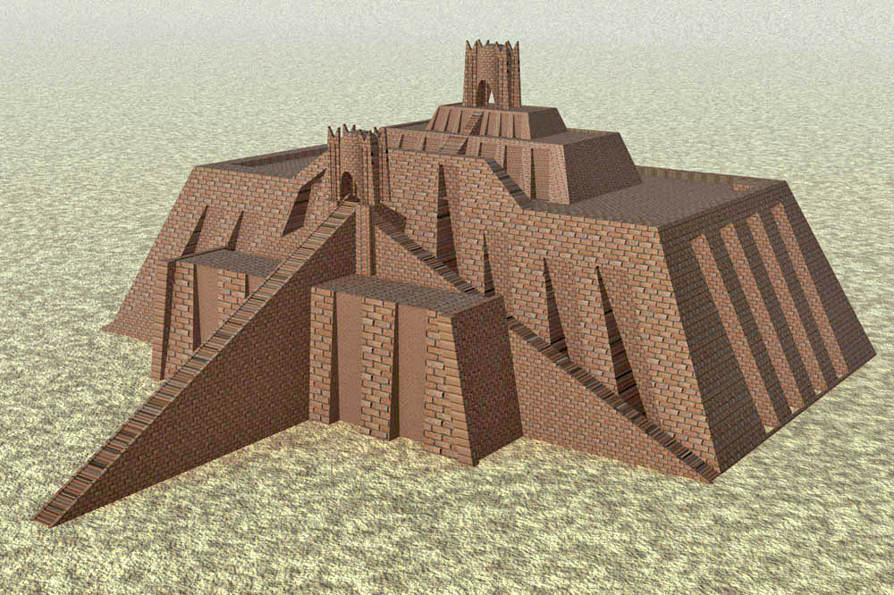 /3D%20computer%20rendering%20of%20the%20Ziggurat%20of%20Ur%2C%20as%20imagined%20by%20archeologists.%20The%20tan%20stone%20building%20has%20four%20square%20levels%2C%20with%20large%20sloping%20staircases%20and%20two%20gateways.