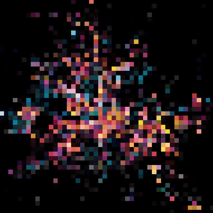 Pixel light art that fades in and out, changes in color and flicker due to a pixel mapping exercises.