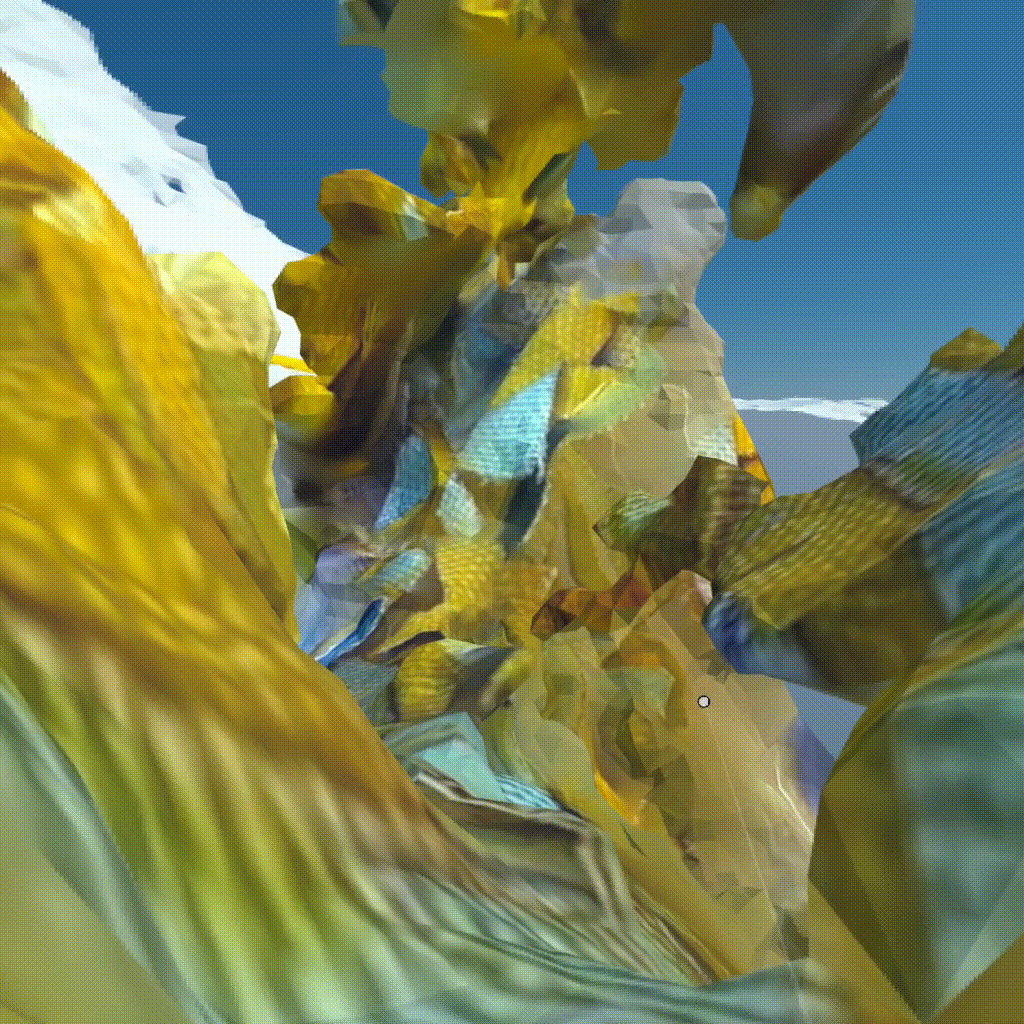 gif of vibrant and textured virtual reality landscape
