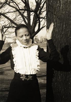 Nancy Elizabeth Prophet in black with trees
