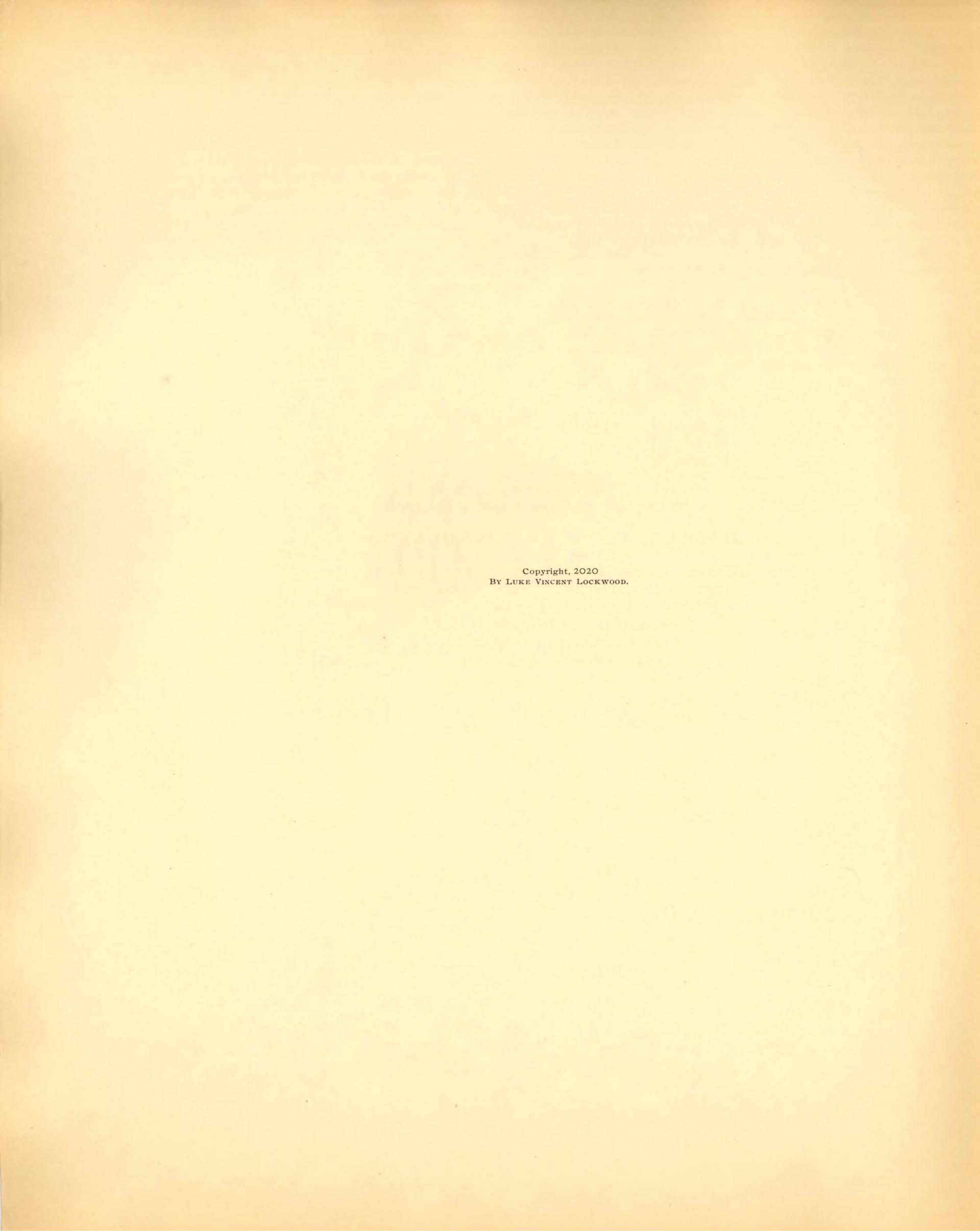 The Pendleton Collection book page: copyright page. Text says "Copyright 2020 by Luke Vincent Lockwood"