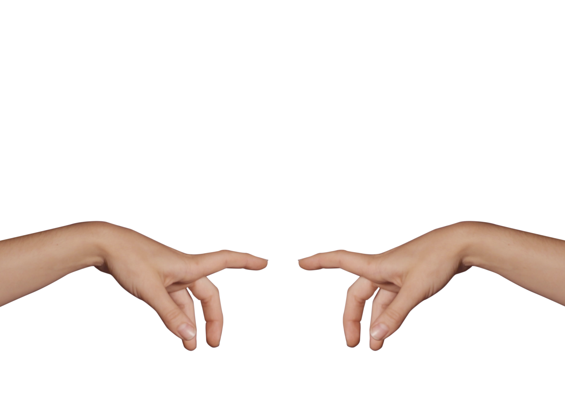 left and right hands of a white woman pointing in a sprezzatura gesture