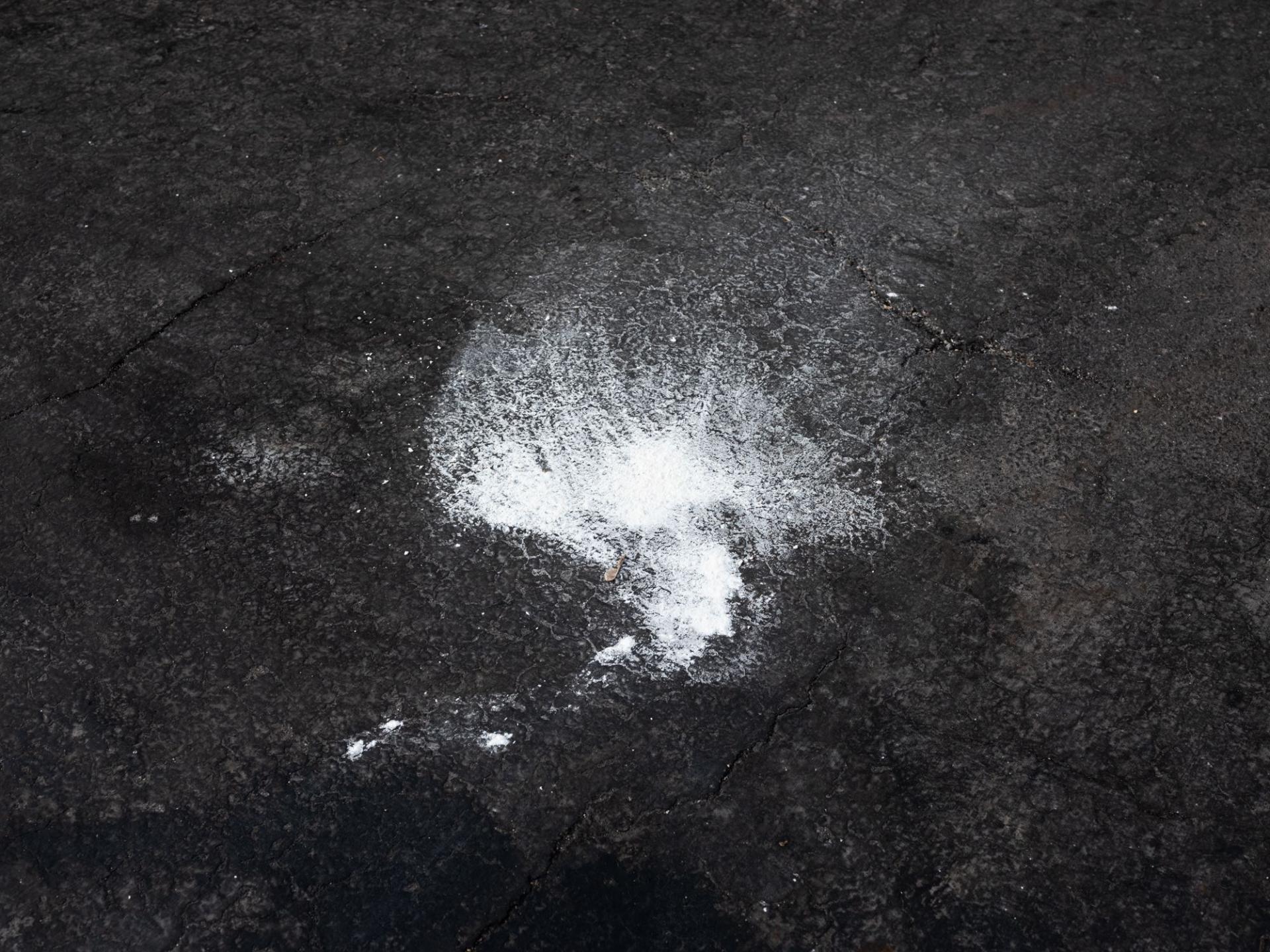 white amorphous paint mark