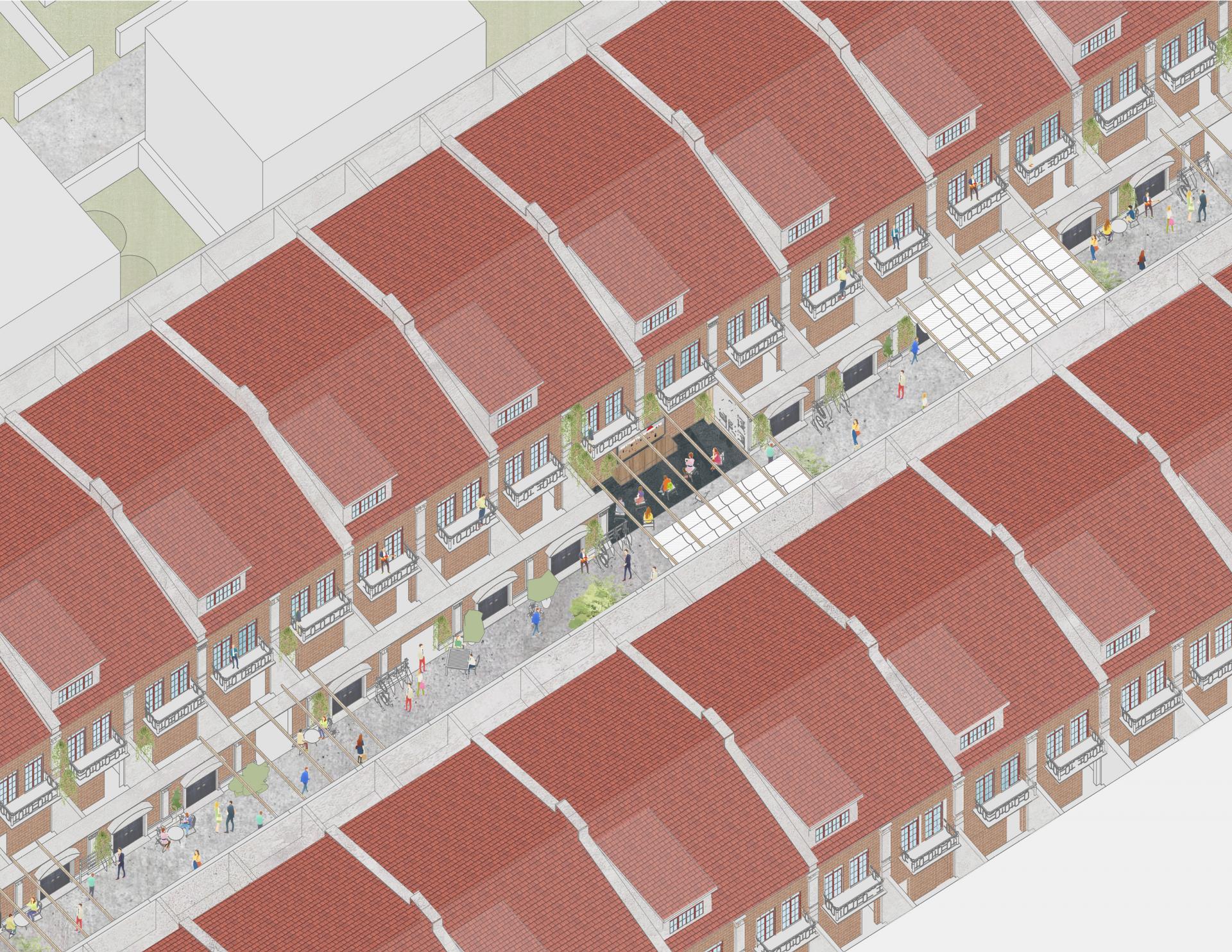 Axonometric drawing of Longtang