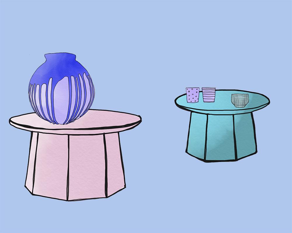 tables with pots