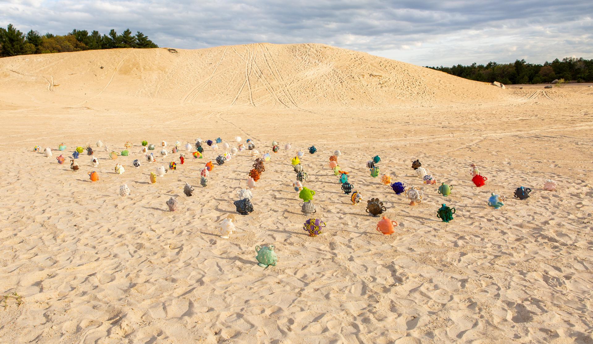 Ceramics installation on the beach