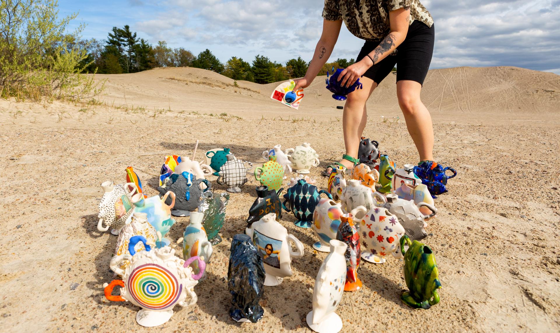 Ceramics installation on the beach