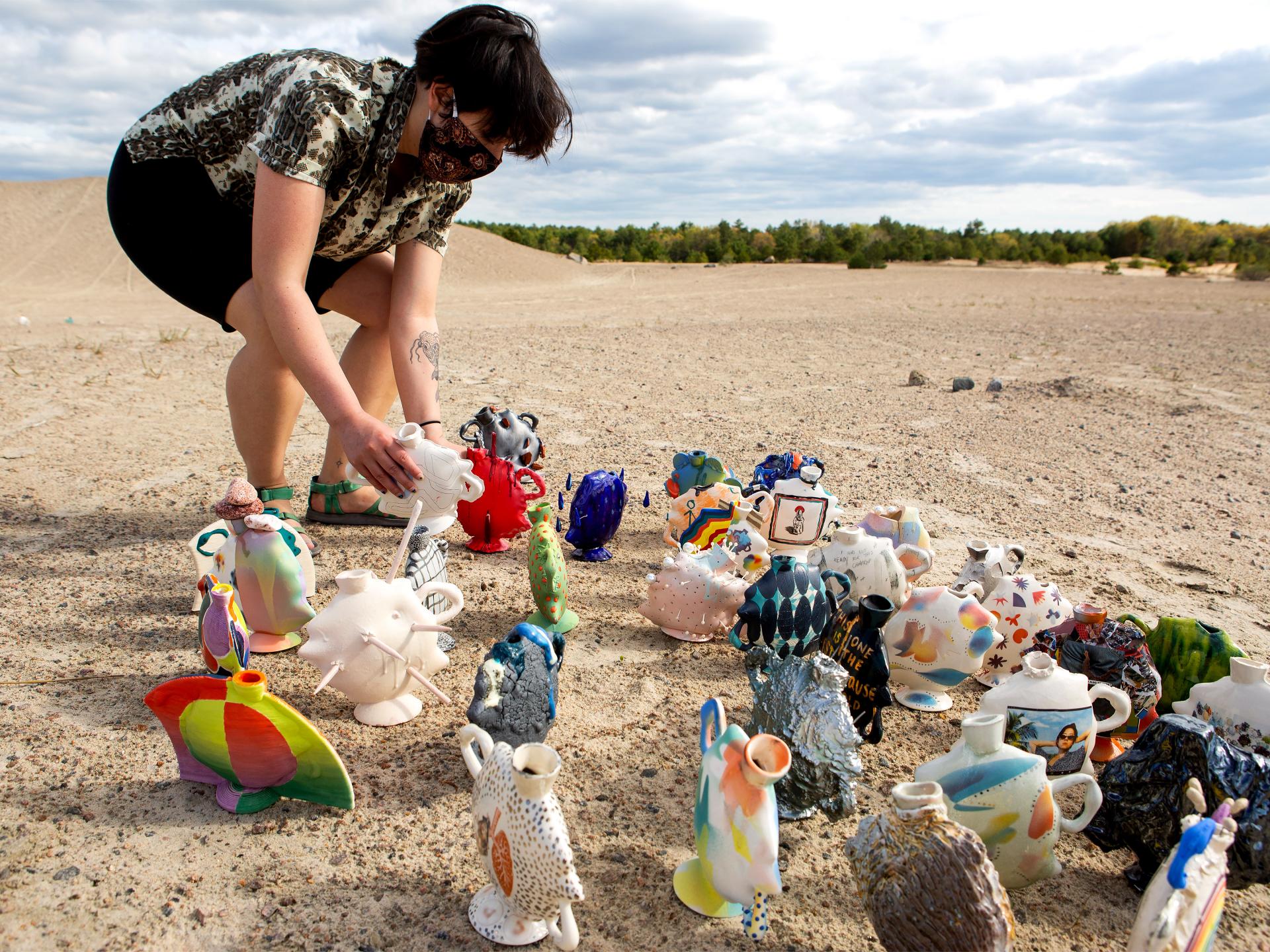 Ceramics installation on the beach