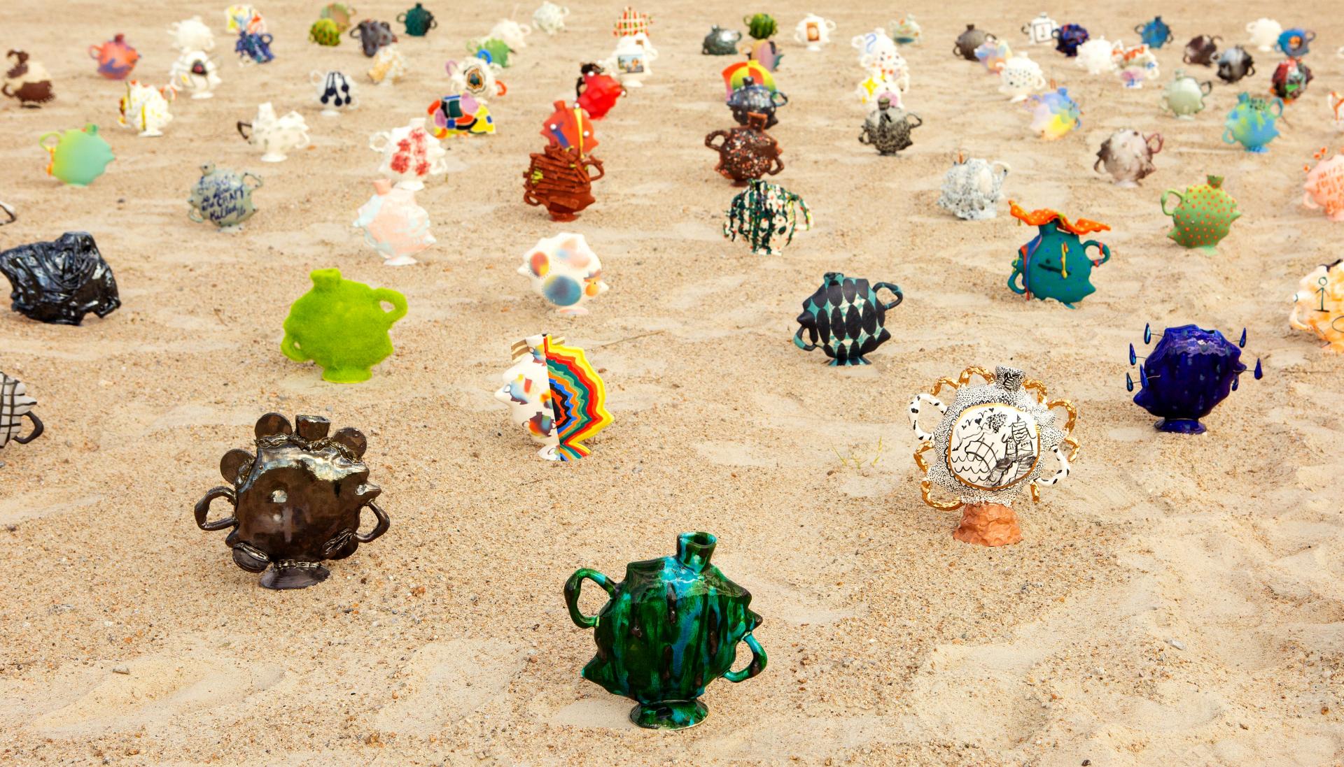 Ceramics installation on the beach