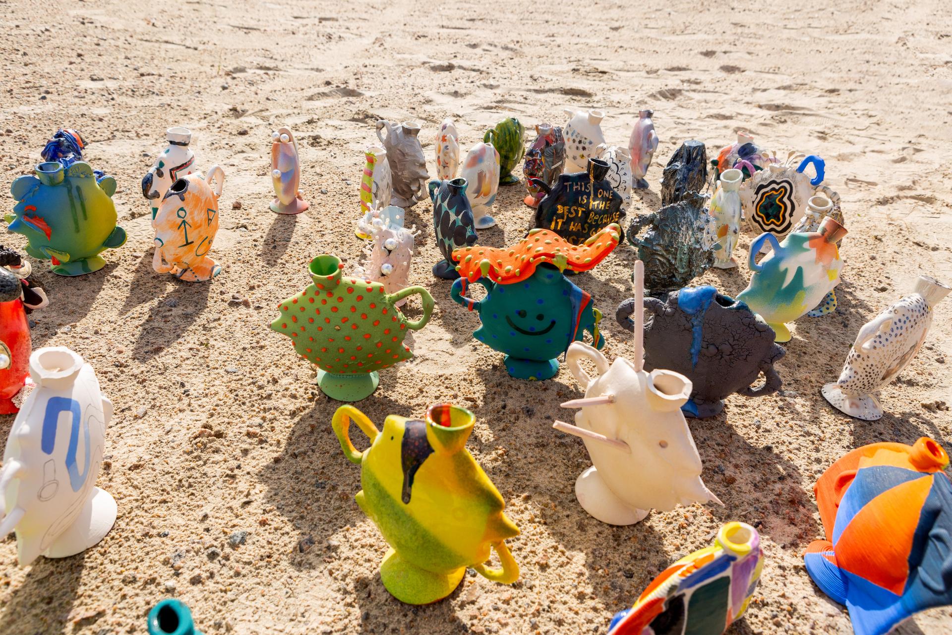 Ceramics installation on the beach