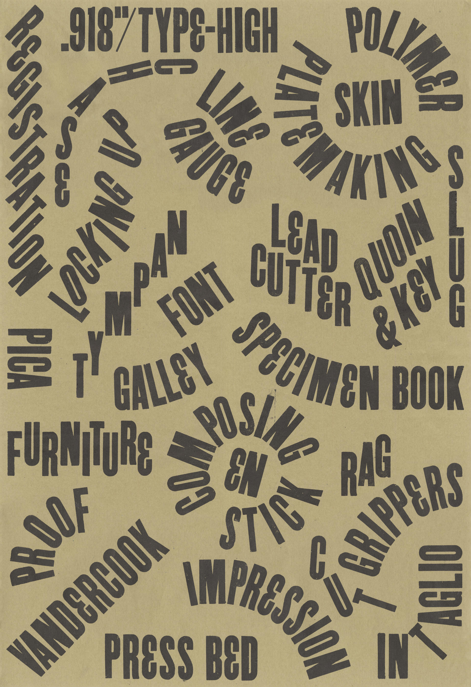 Letterpress printed poster of letterpress printing terms
