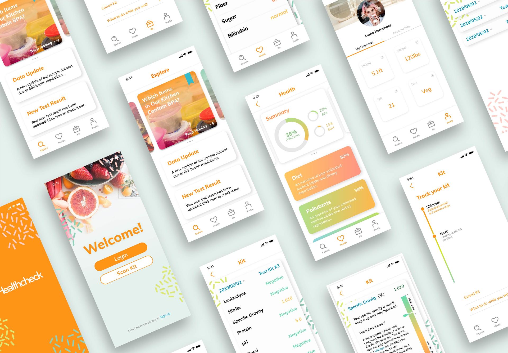 Designs for Healthcheck app