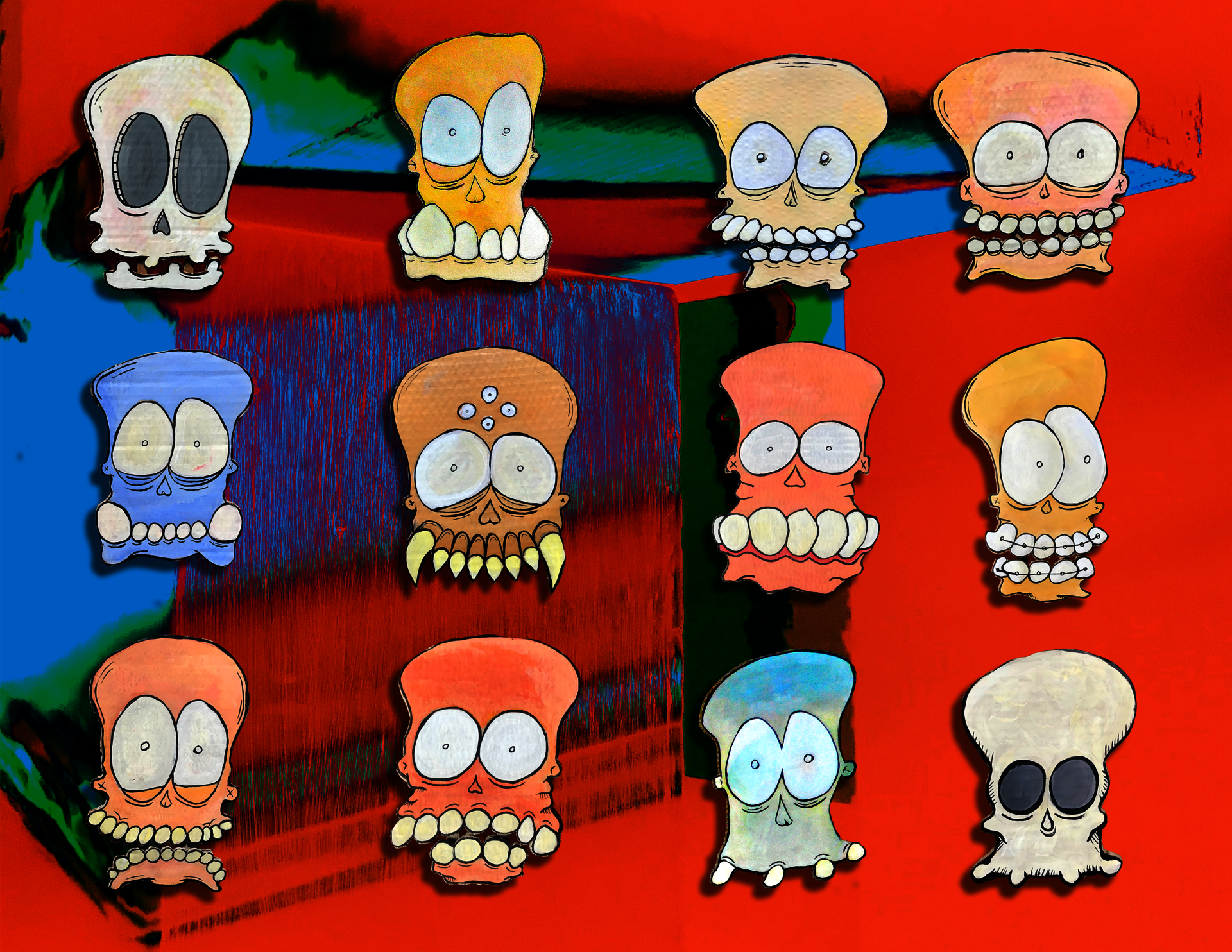 Collage of illustrated Knobbhead characters