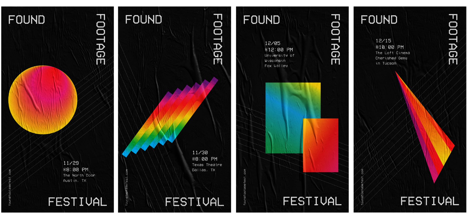 Four poster designs for the Found Footage Festival redesign