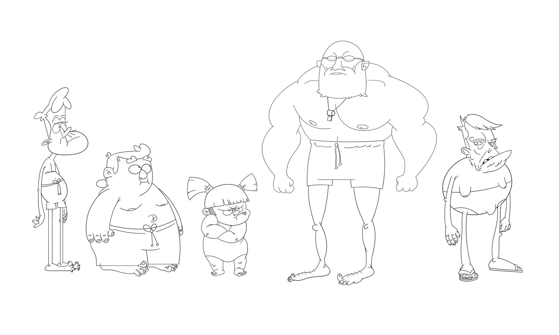 lineup of 5 original character designs