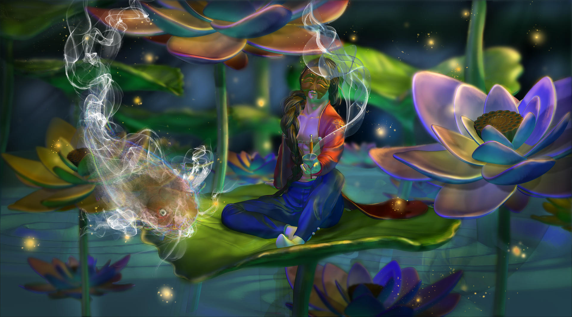 3d fairy in a pond