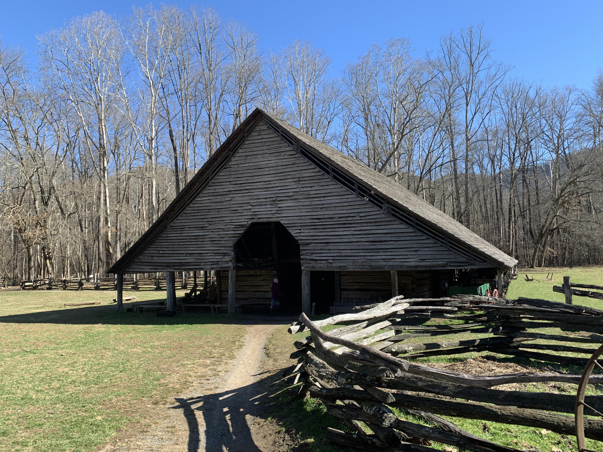 Barn at the Oconaluftee Mountain Farm Museum in Cherokee, NC.
