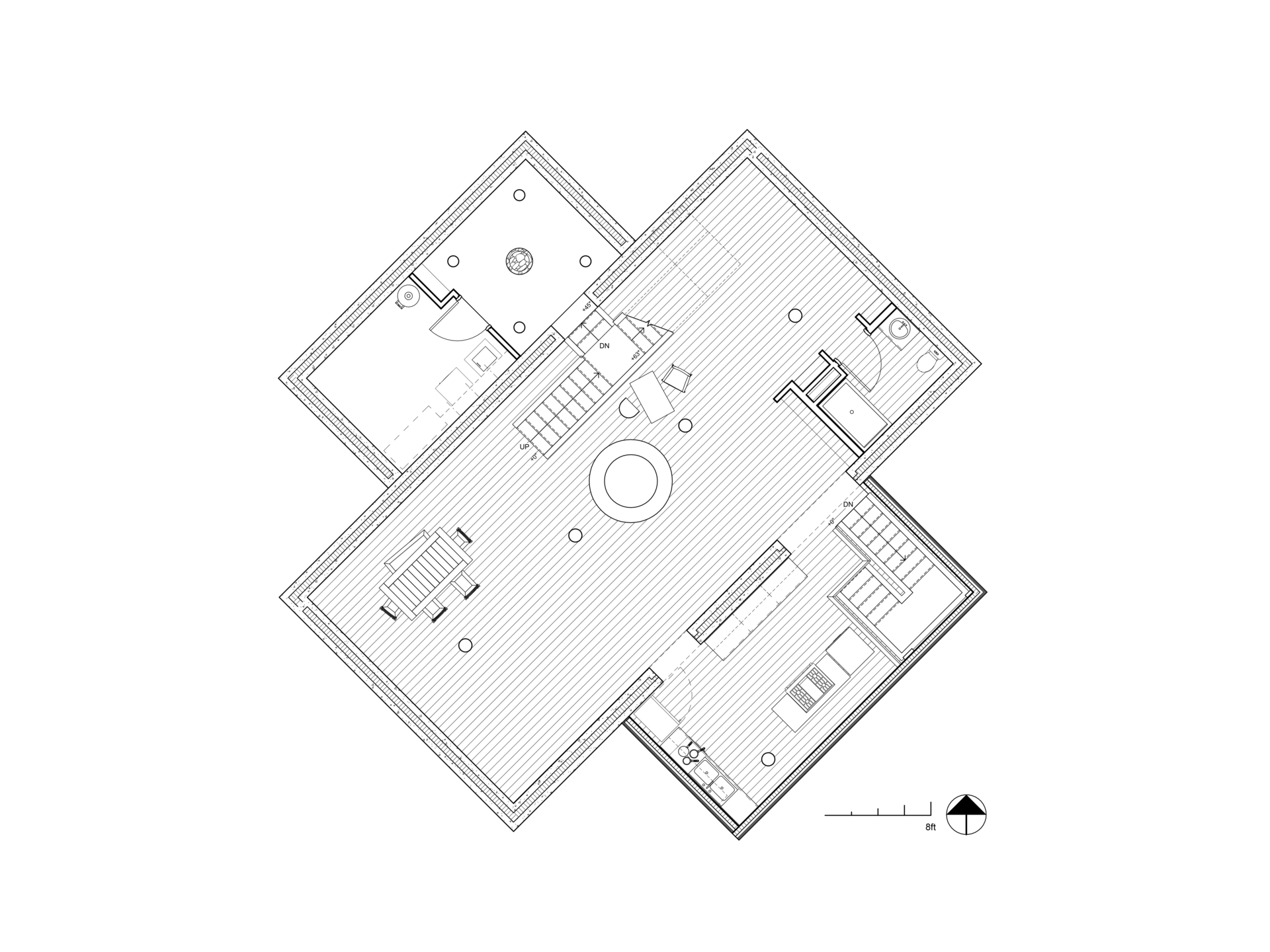 Plan drawing of the main (second) floor.