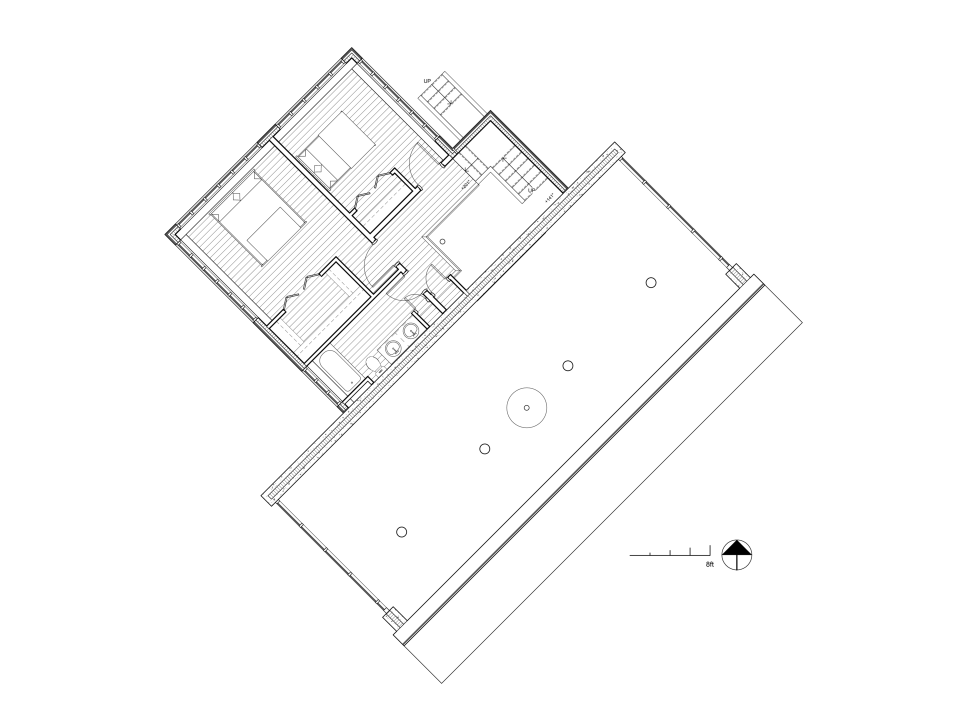 Plan drawing of the bedroom (fourth) floor.