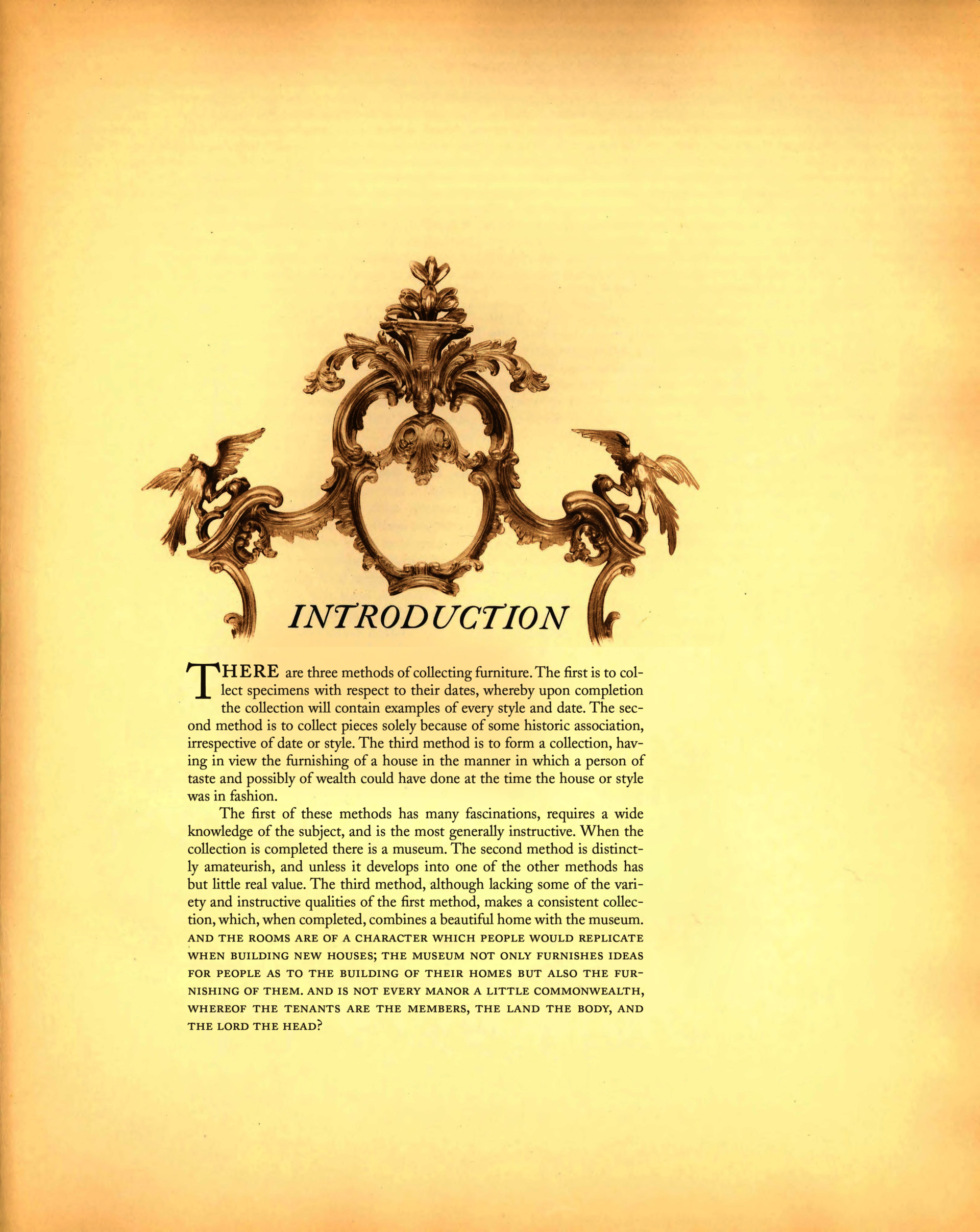 Pendleton Collection Catalog: Ornate photogravure of a frame surrounds the title "Introduction", followed by introductory text