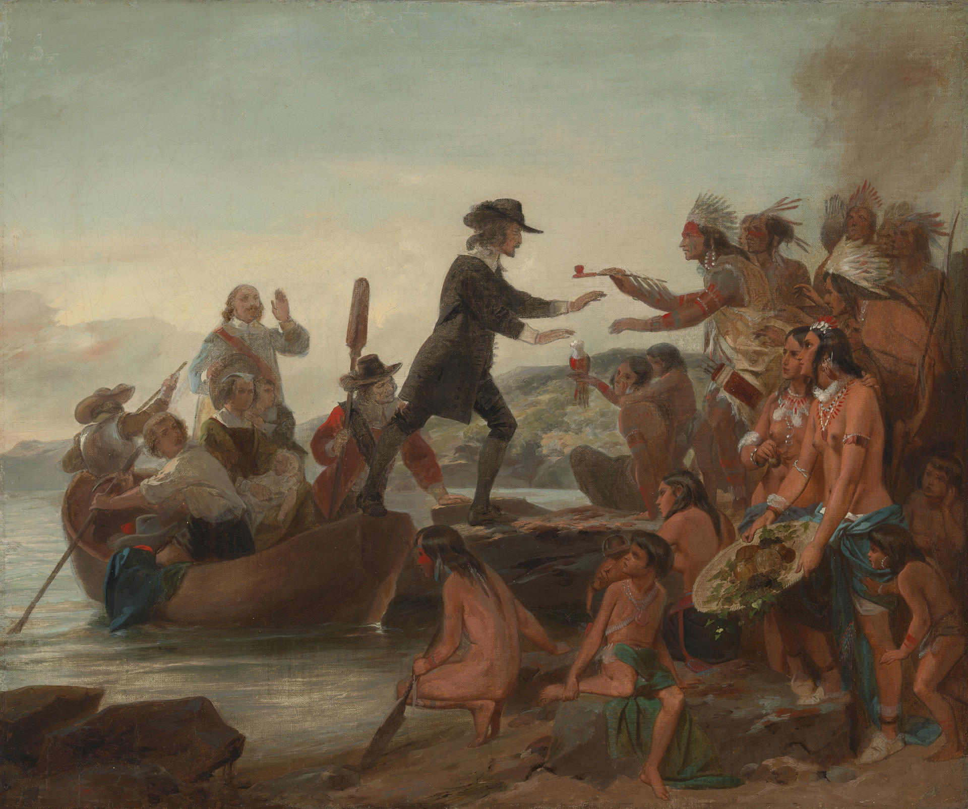 Detail of Alonzo Chappel's "The Landing of Roger Williams in 1636", 1857