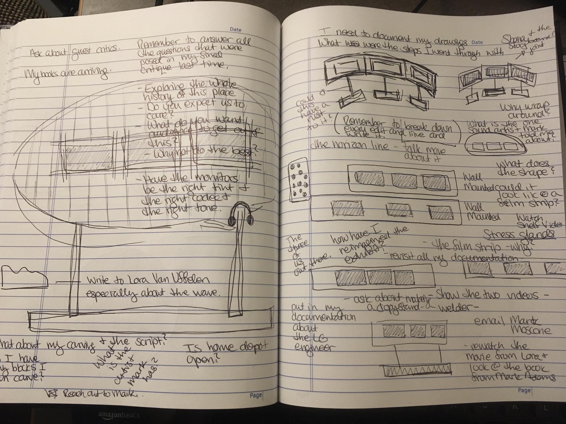 Sketchbook of ideas for installation.