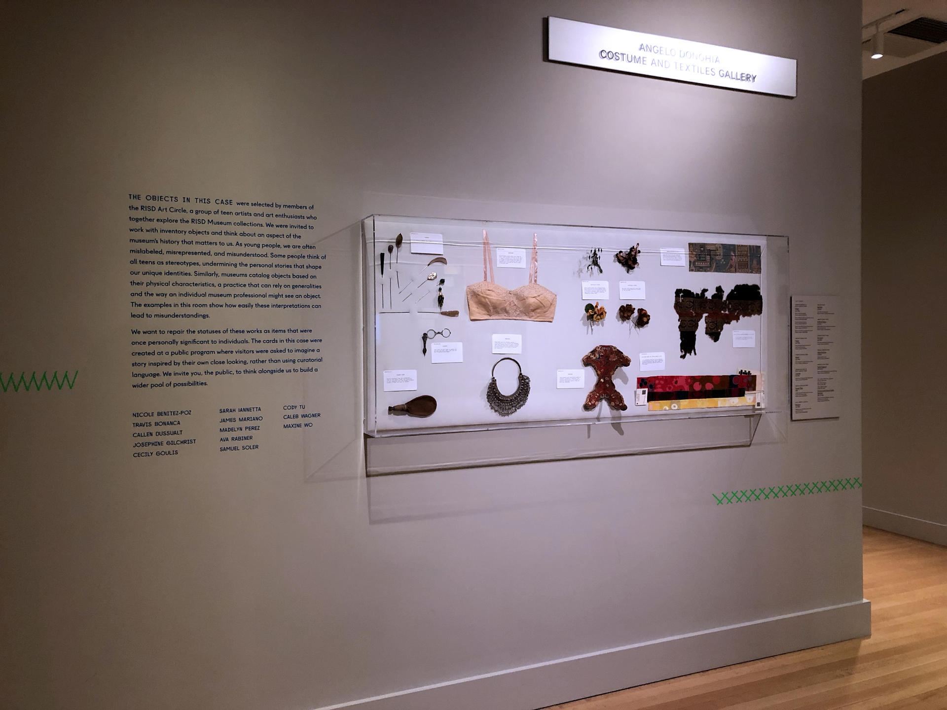 RAC Teens Curated Museum Case in the RISD Museum Galleries 