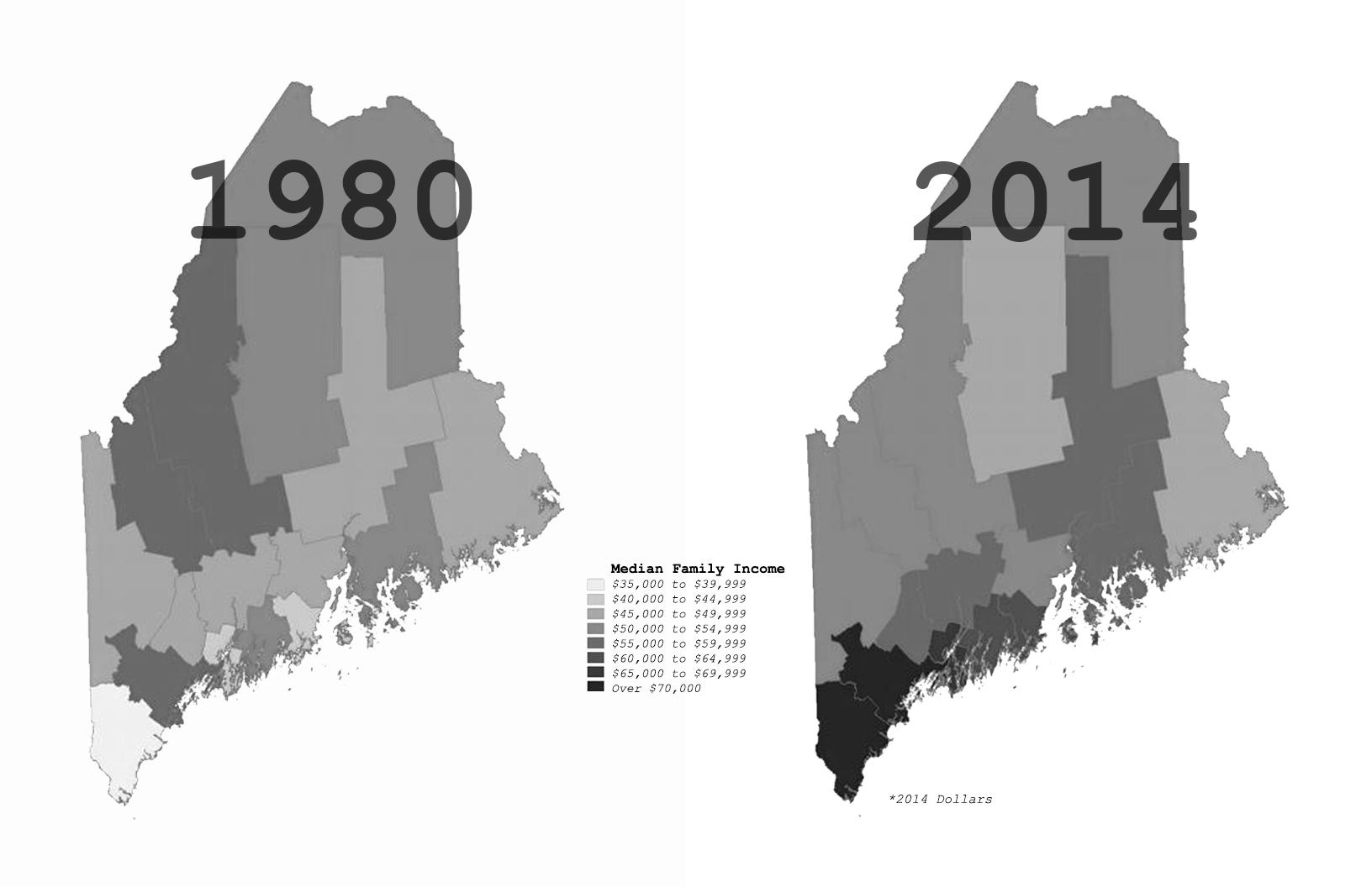 A diagram of wealth distribution throughout the state of Maine