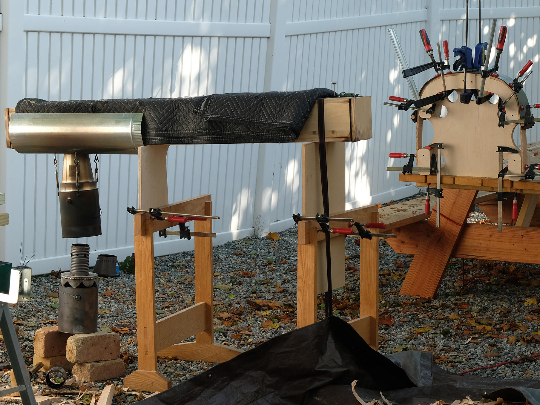 Photo of my wood steam box powered by a TLUD stove meant to create steam, and biochar from the same fuel.