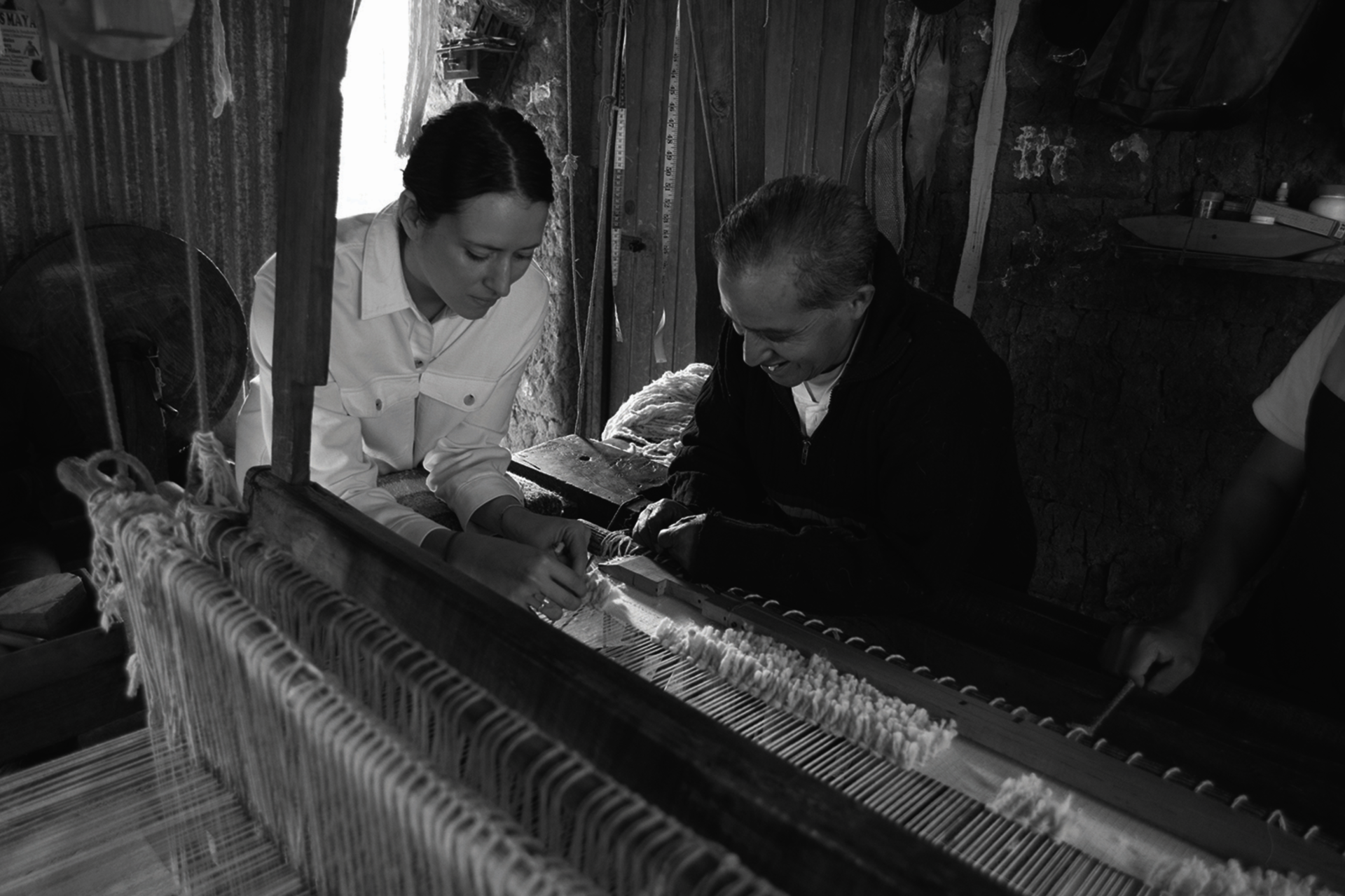 Apolonio Vicente and me in wooden Loom