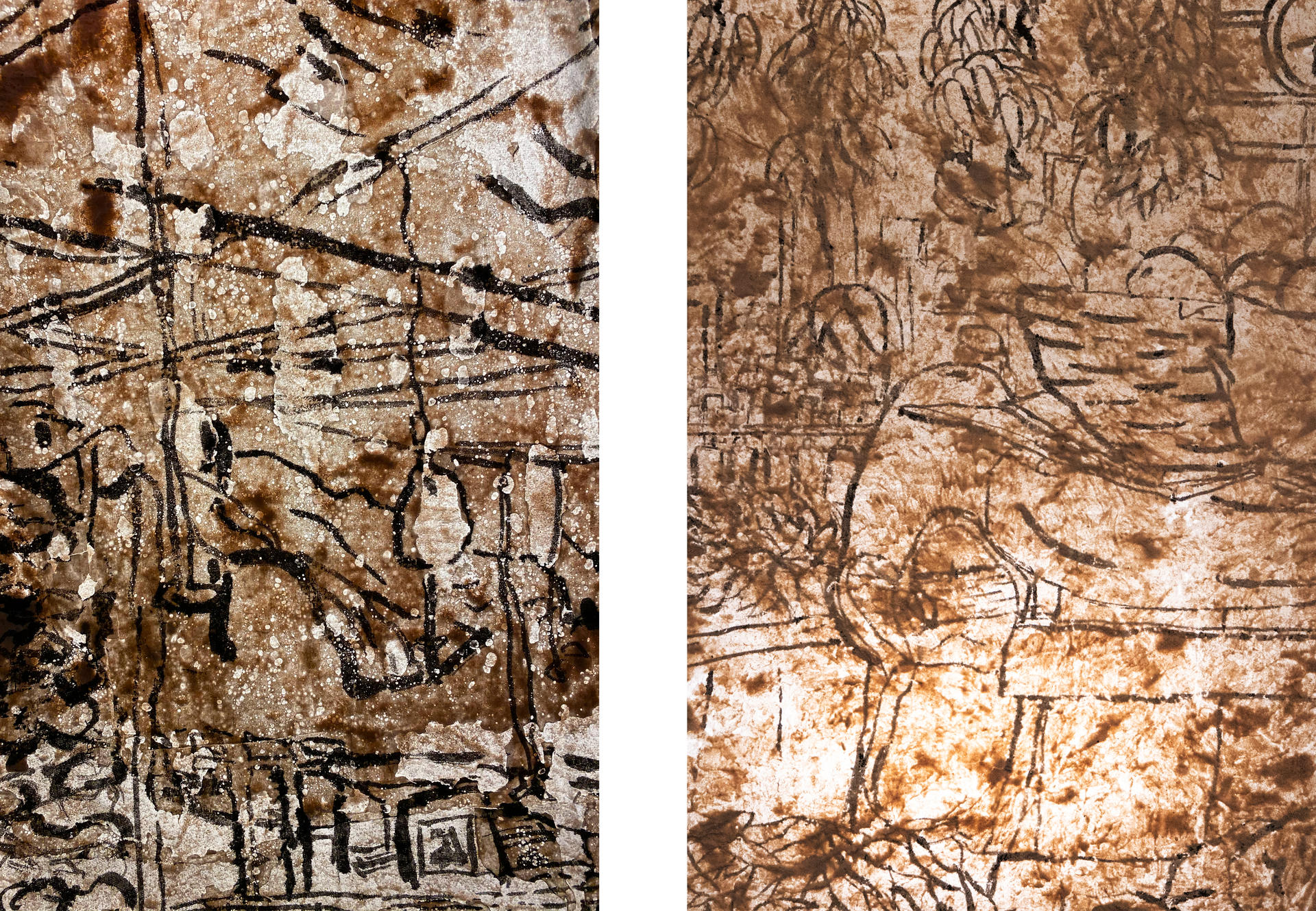 Close Up images of concrete diptych