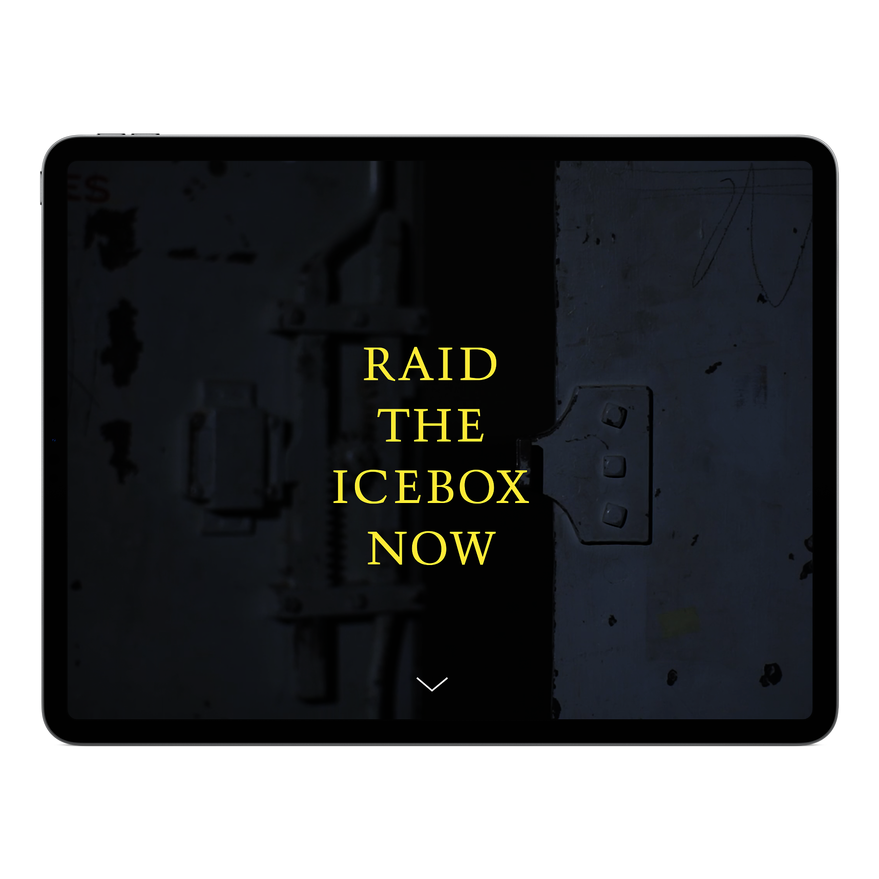 ipad showing the cover of the Raid the Icebox Now digital publication