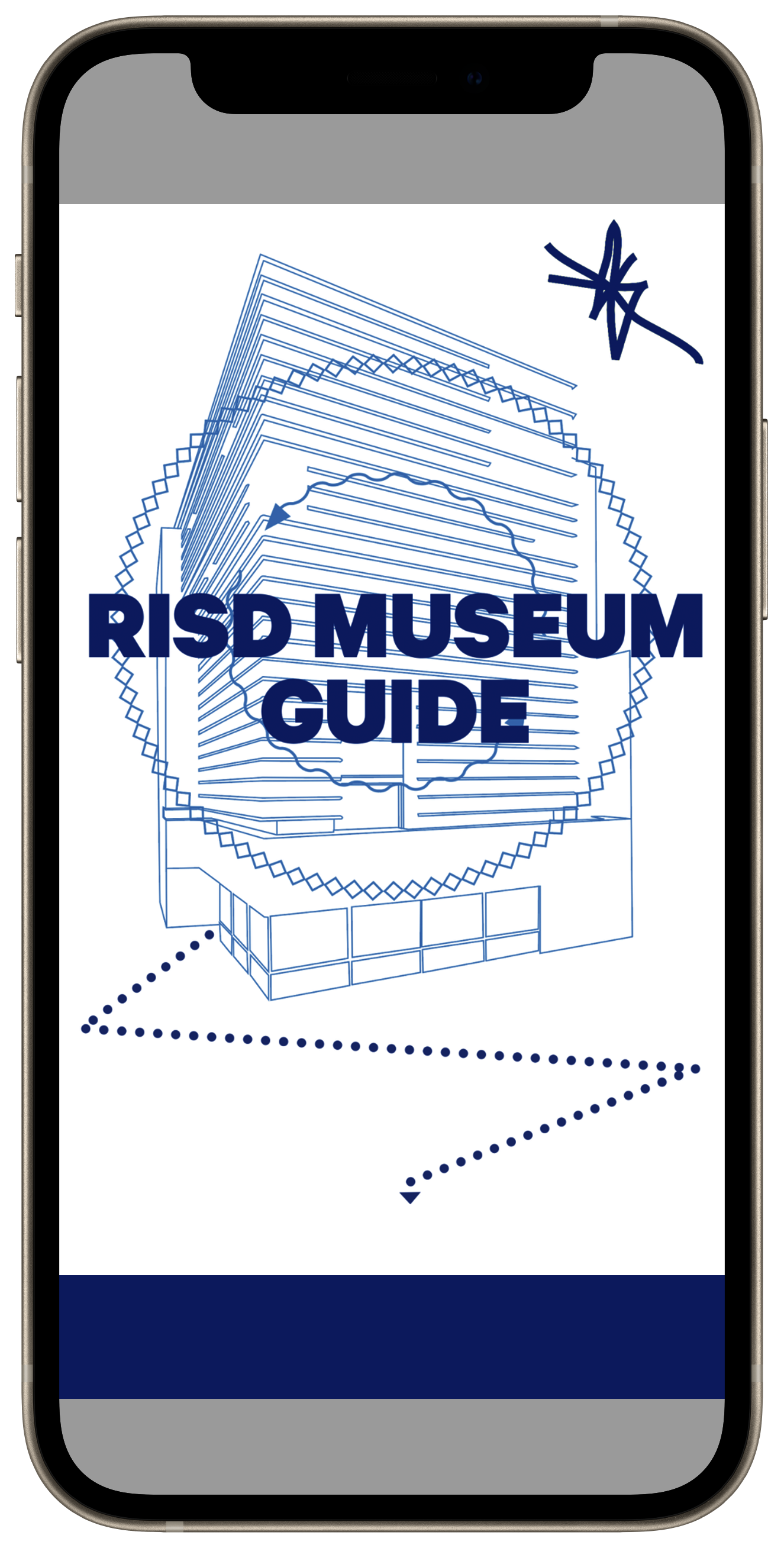 mobile phone showing the home page of the RISD Museum Guide