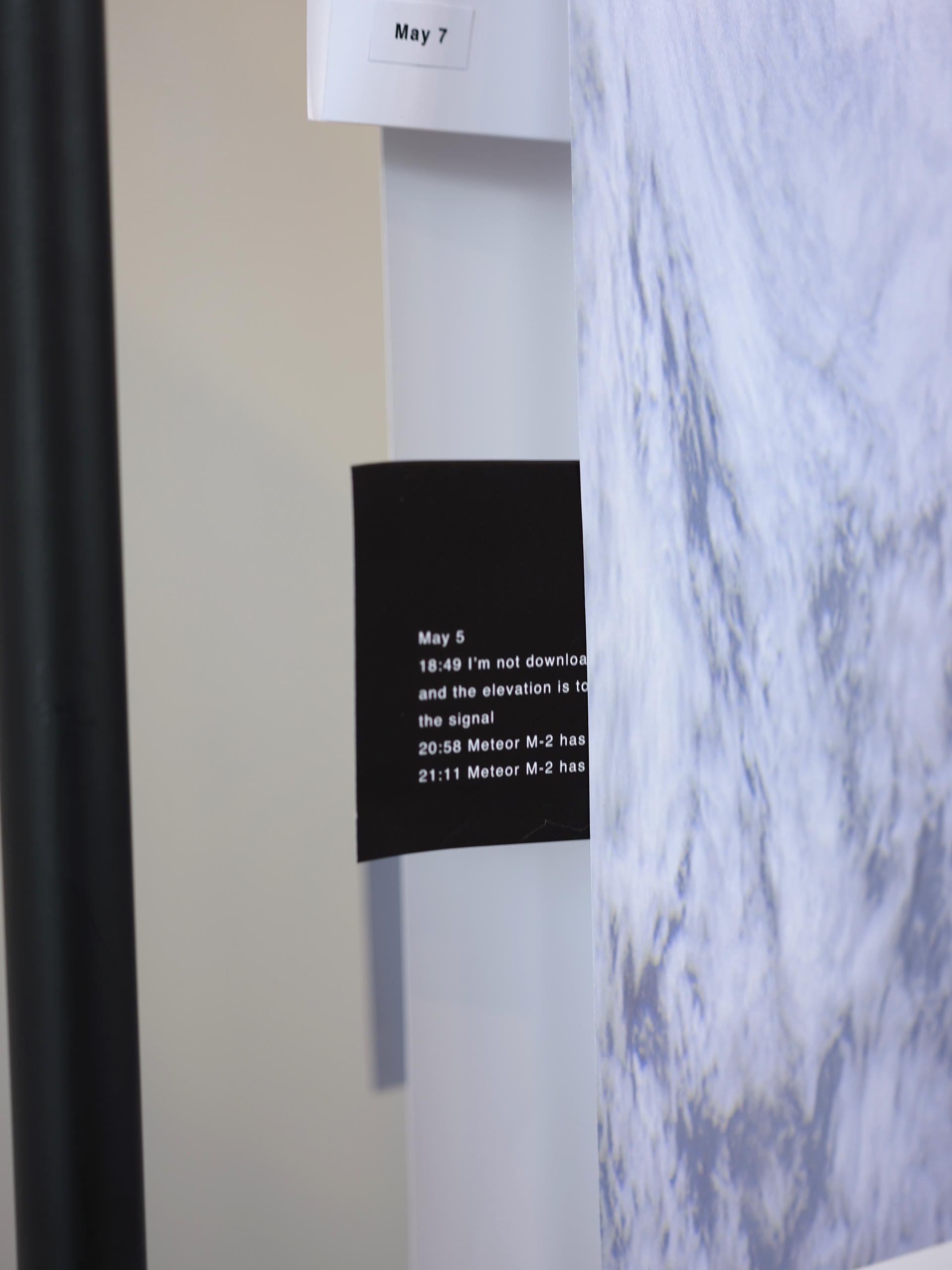 Installation view of "Do Clouds Hate Weather Satellites?"