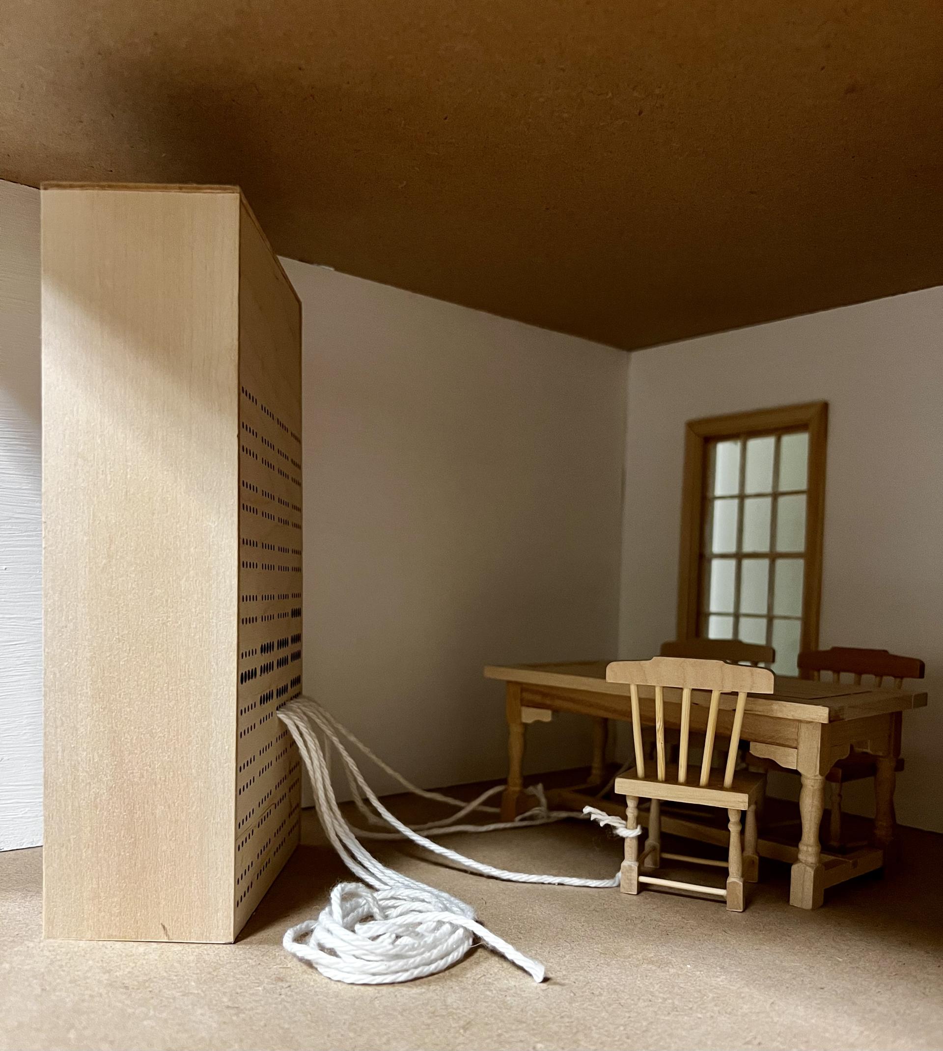 study model showing wall attached to furniture