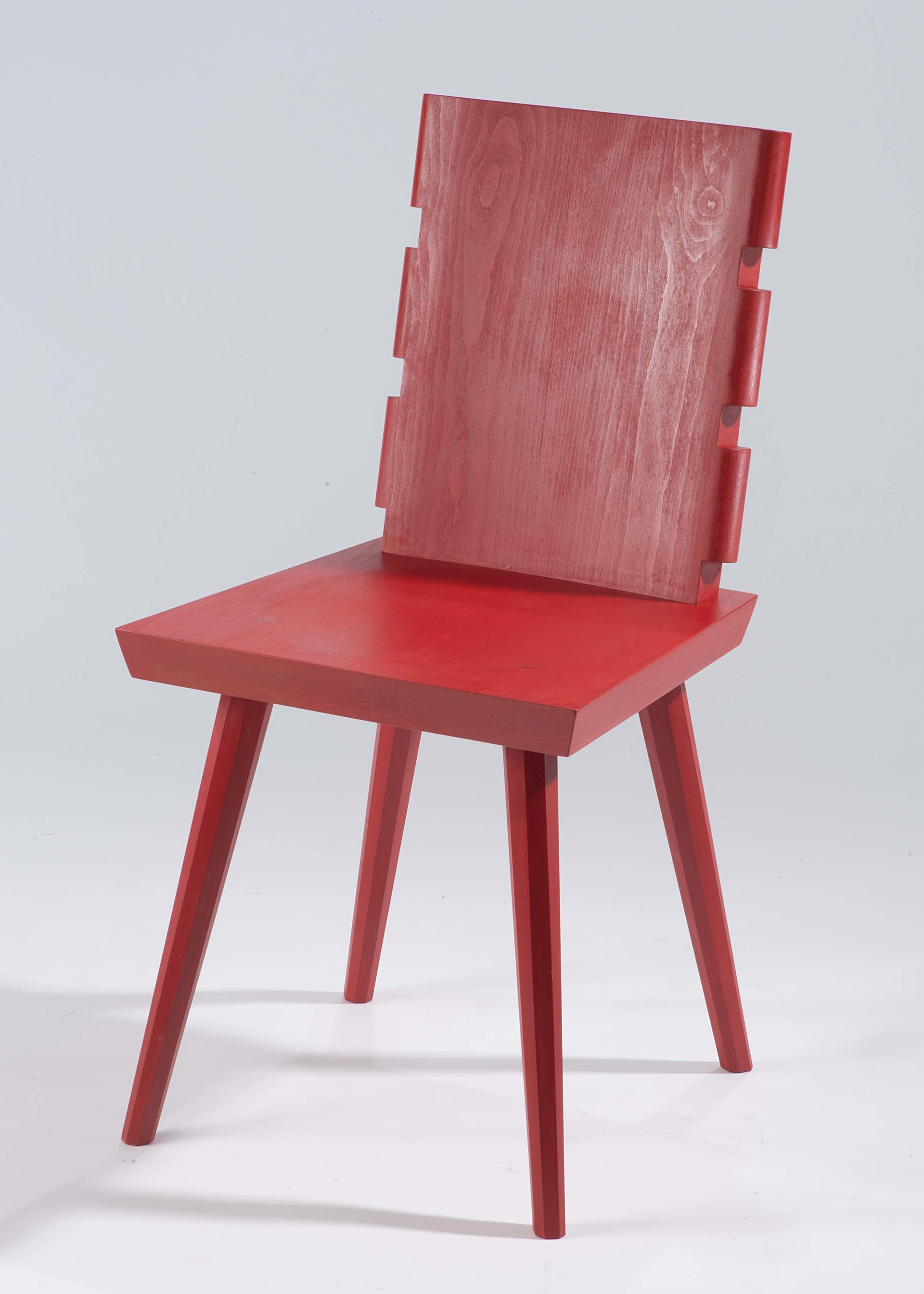 Wooden chair in red finish