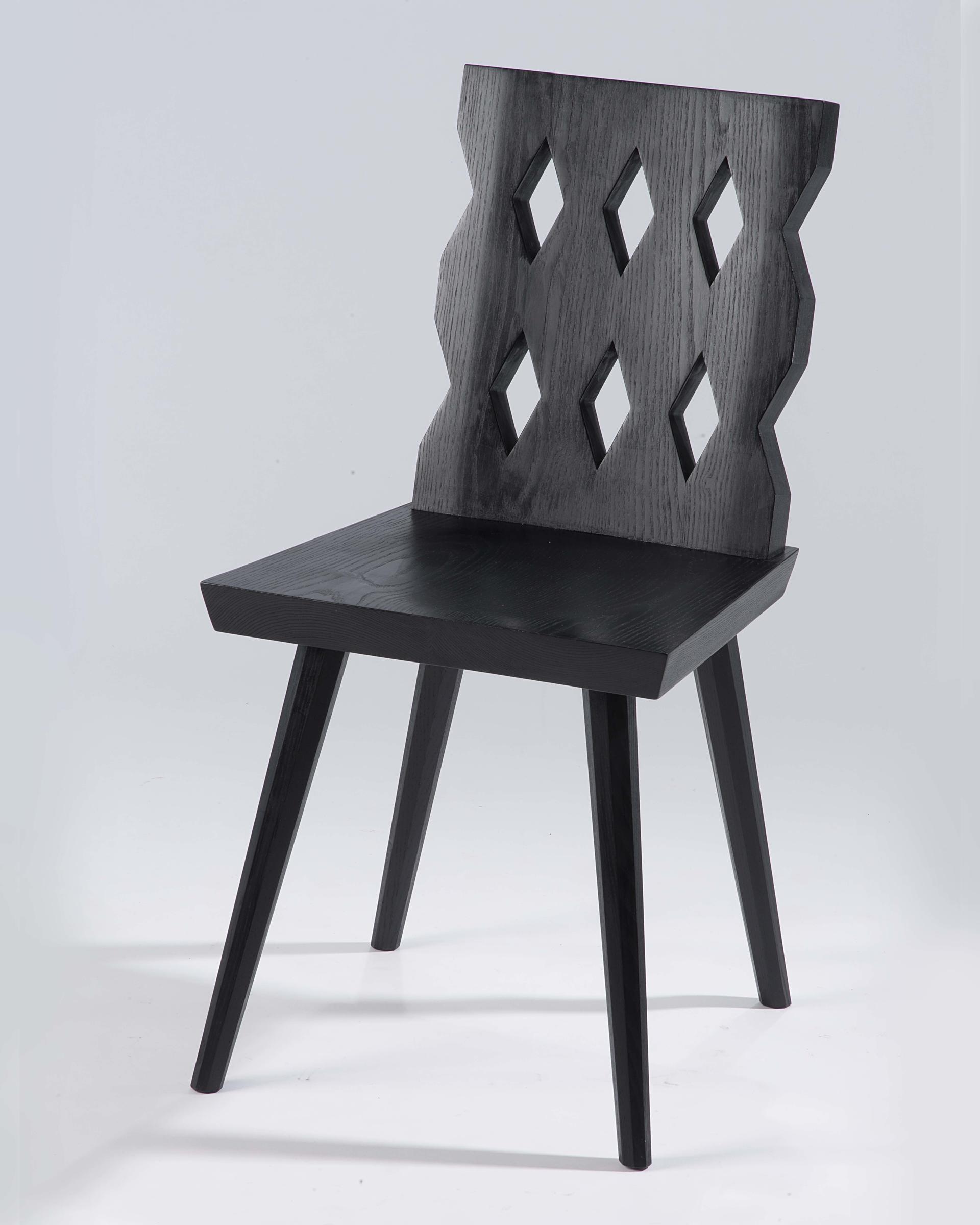 Wooden chair in black finish