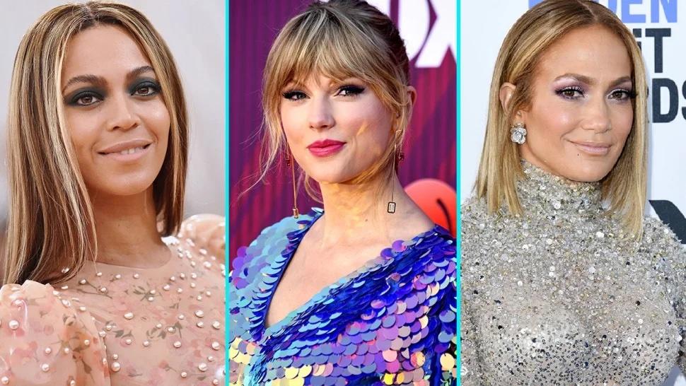 Beyonce, Taylor Swift, and Jennifer Lopez. Photographed by Mike Coppola, Frazer Harrison, Jon Kopaloff for Getty Images.