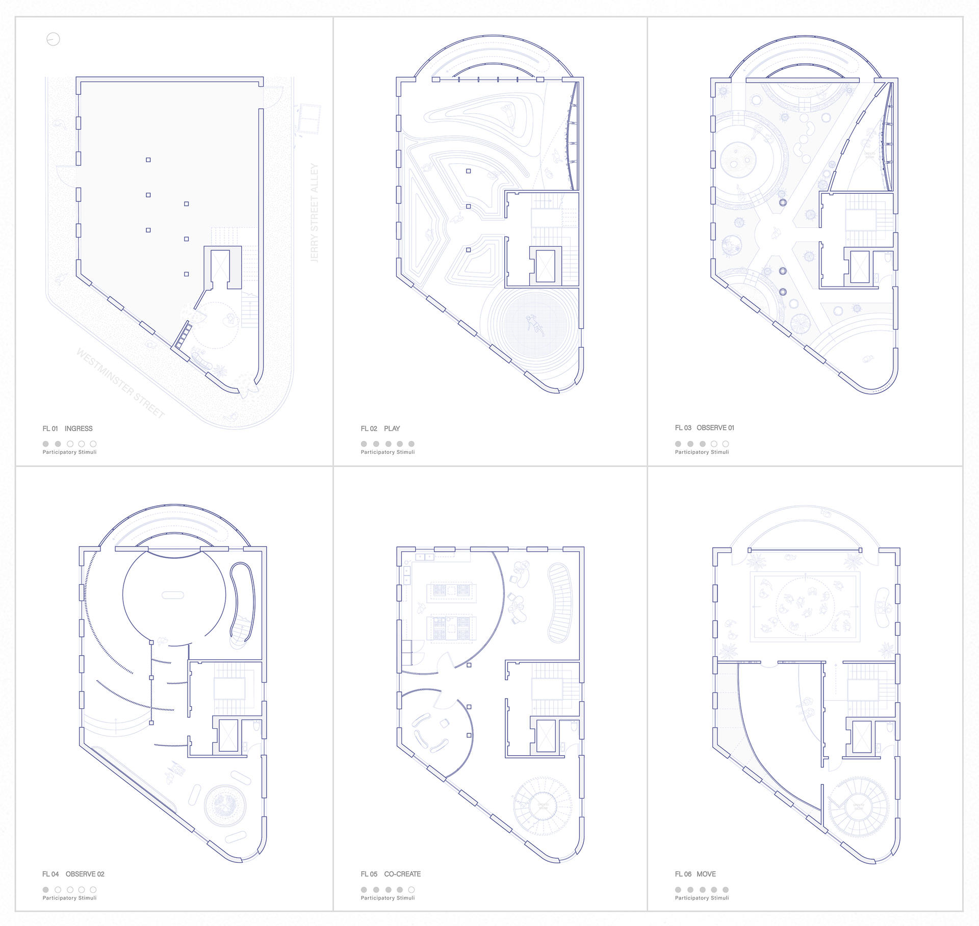 Architectural plans are shown of the proposed intervention, spanning across the six floors of the Merchants Bank Building