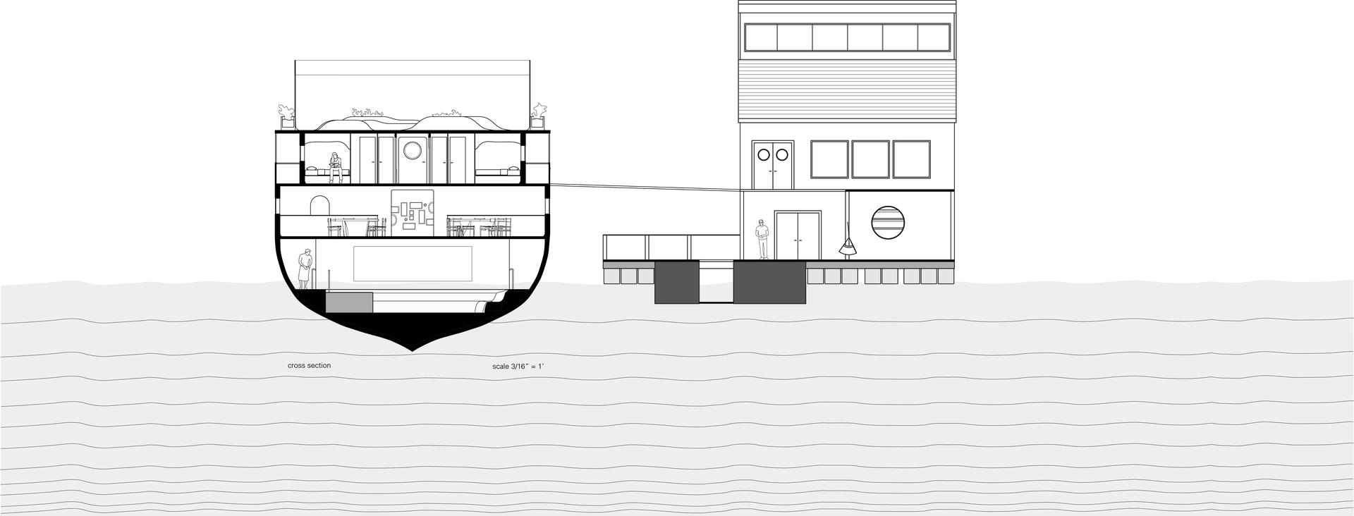 Cross section of cruise ship