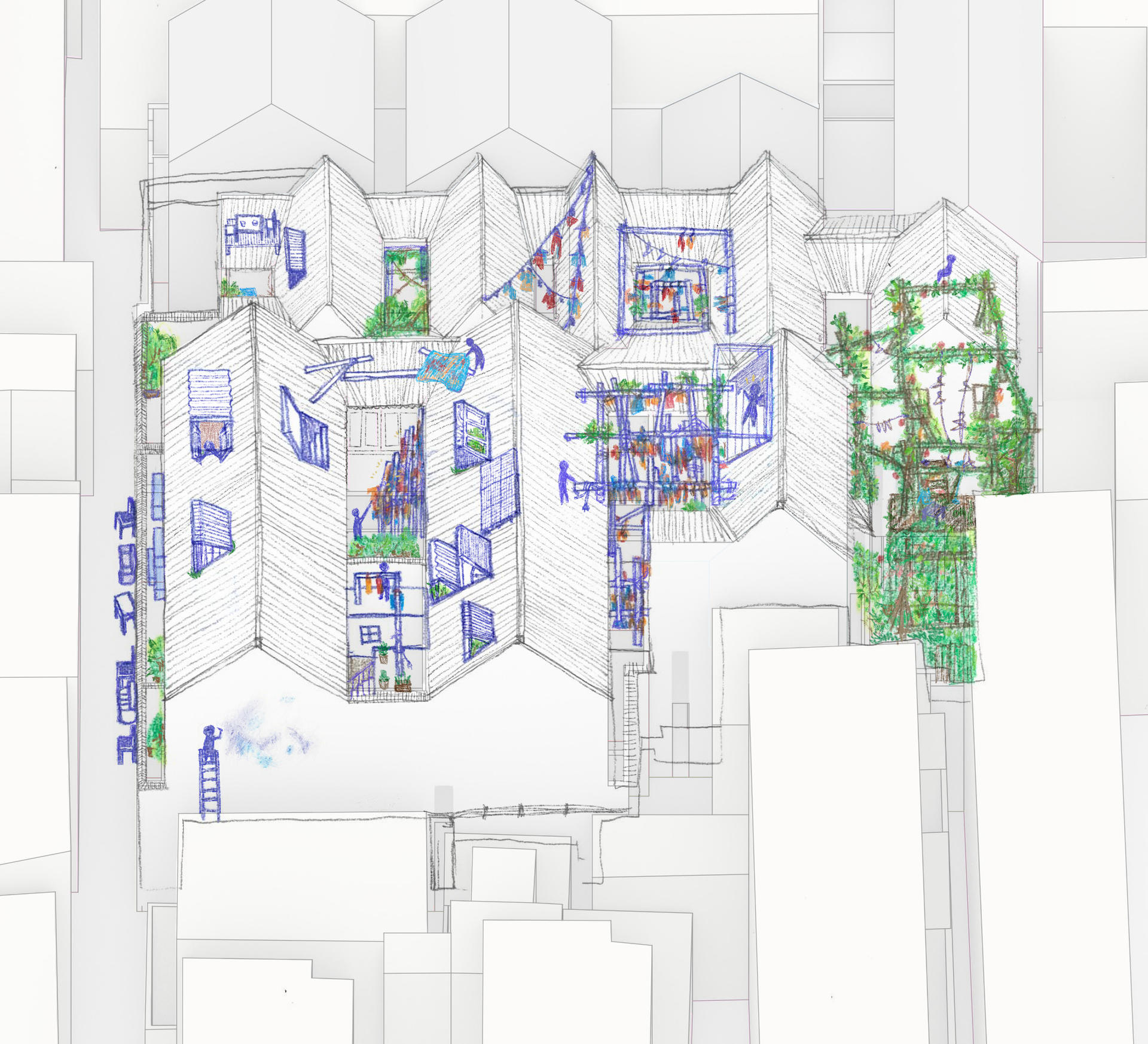 the overall view of Mr. Shen's House in 2062