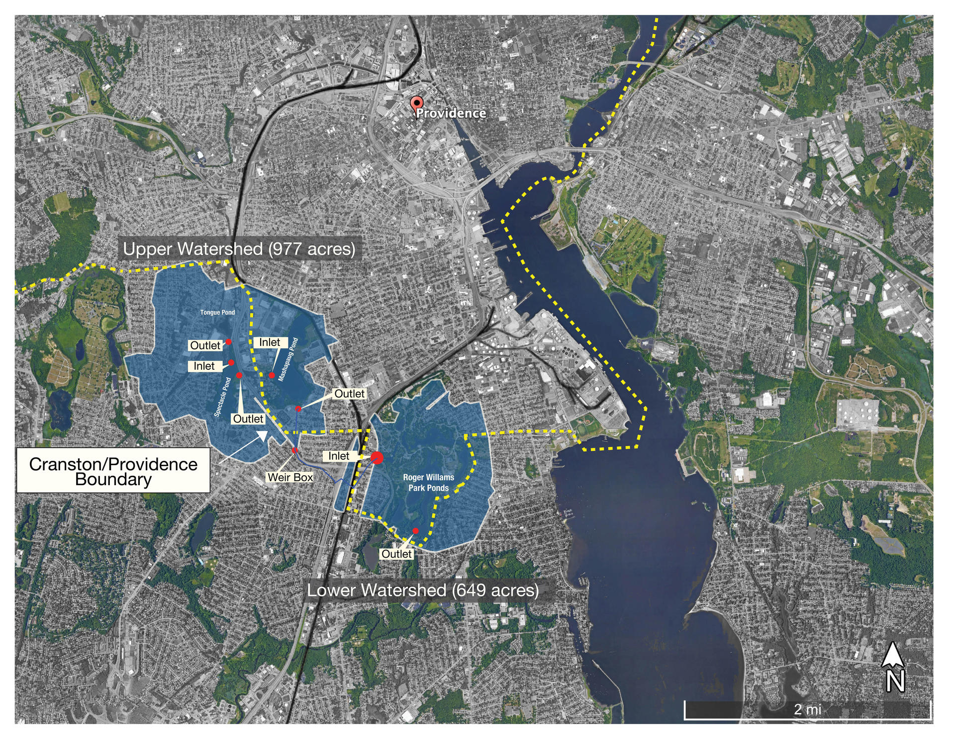 The water in Roger Williams park come from the upper watershed