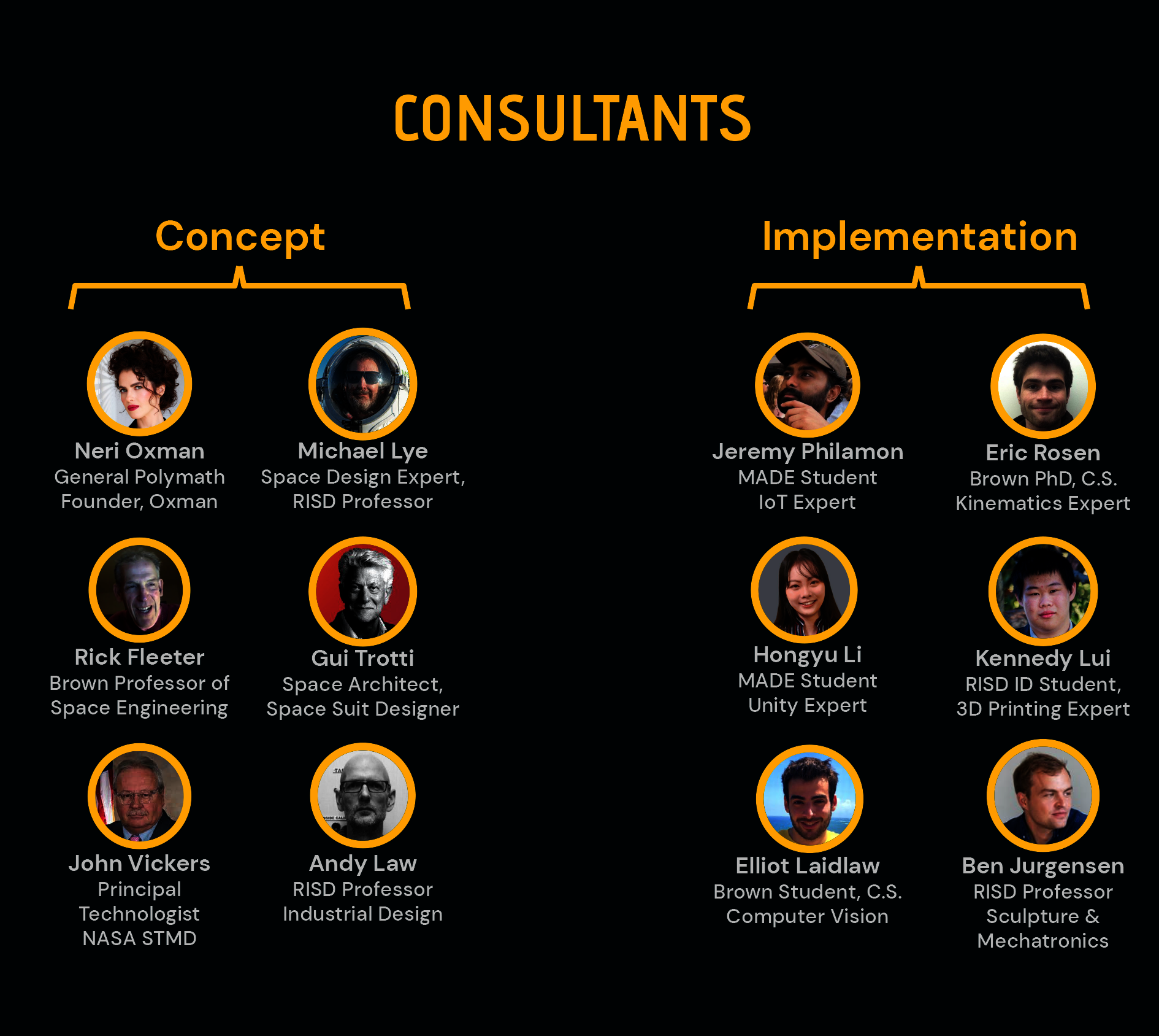 Project consultants for both concept and prototyping