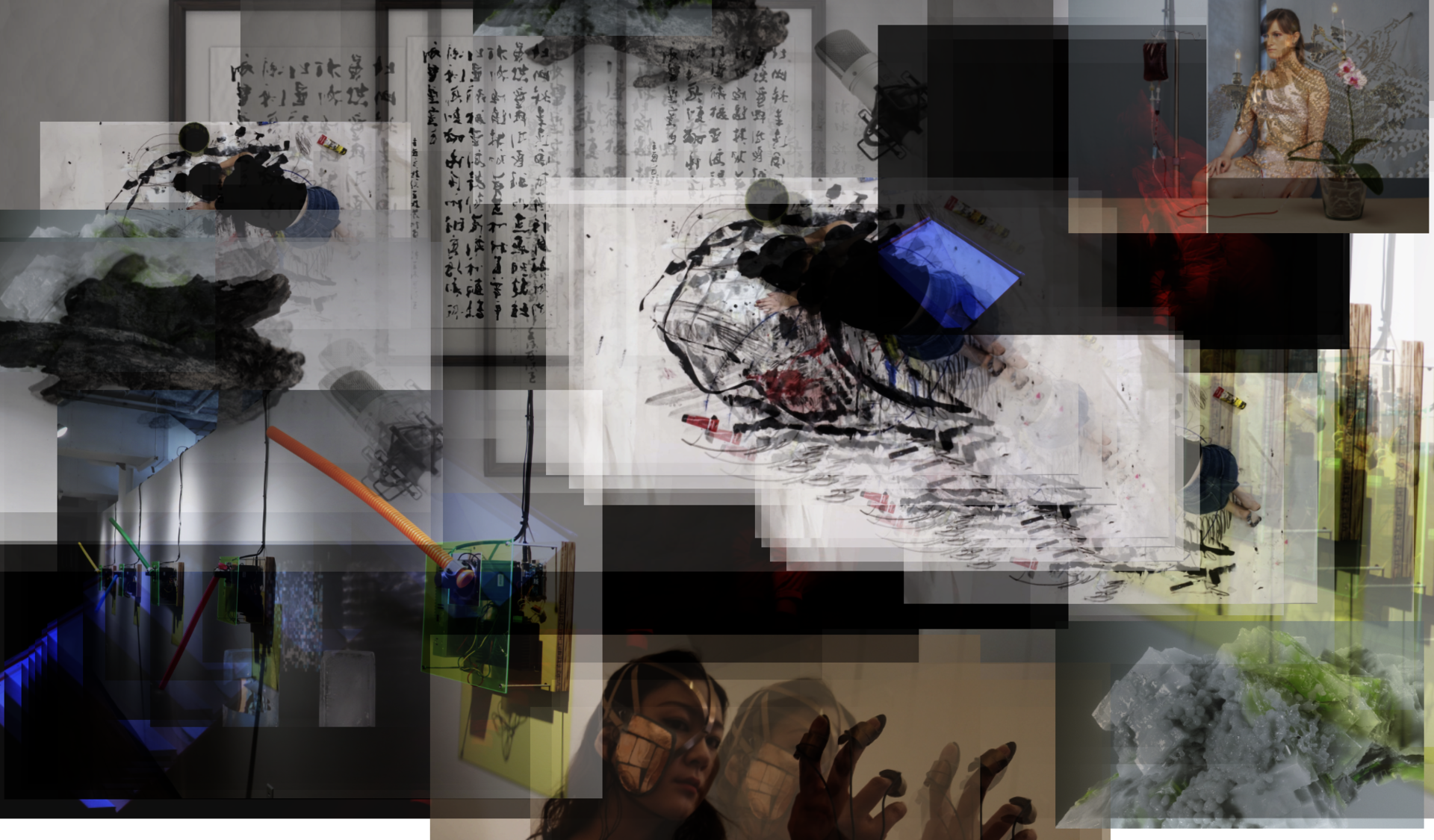 overlaid collage of student work