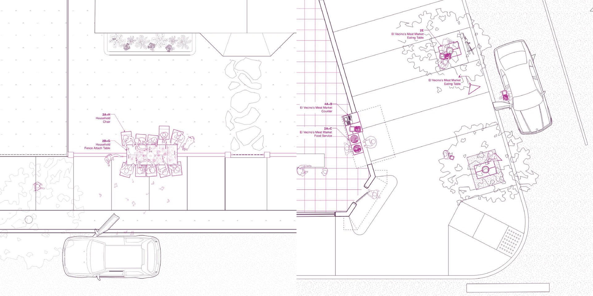 In collaboration with Maria Claudia Chu. Exploring the ways urban street furniture (Las Boquitas) can be used on public street assets to facilitate opportunities to share, eat, sell and play with food. 