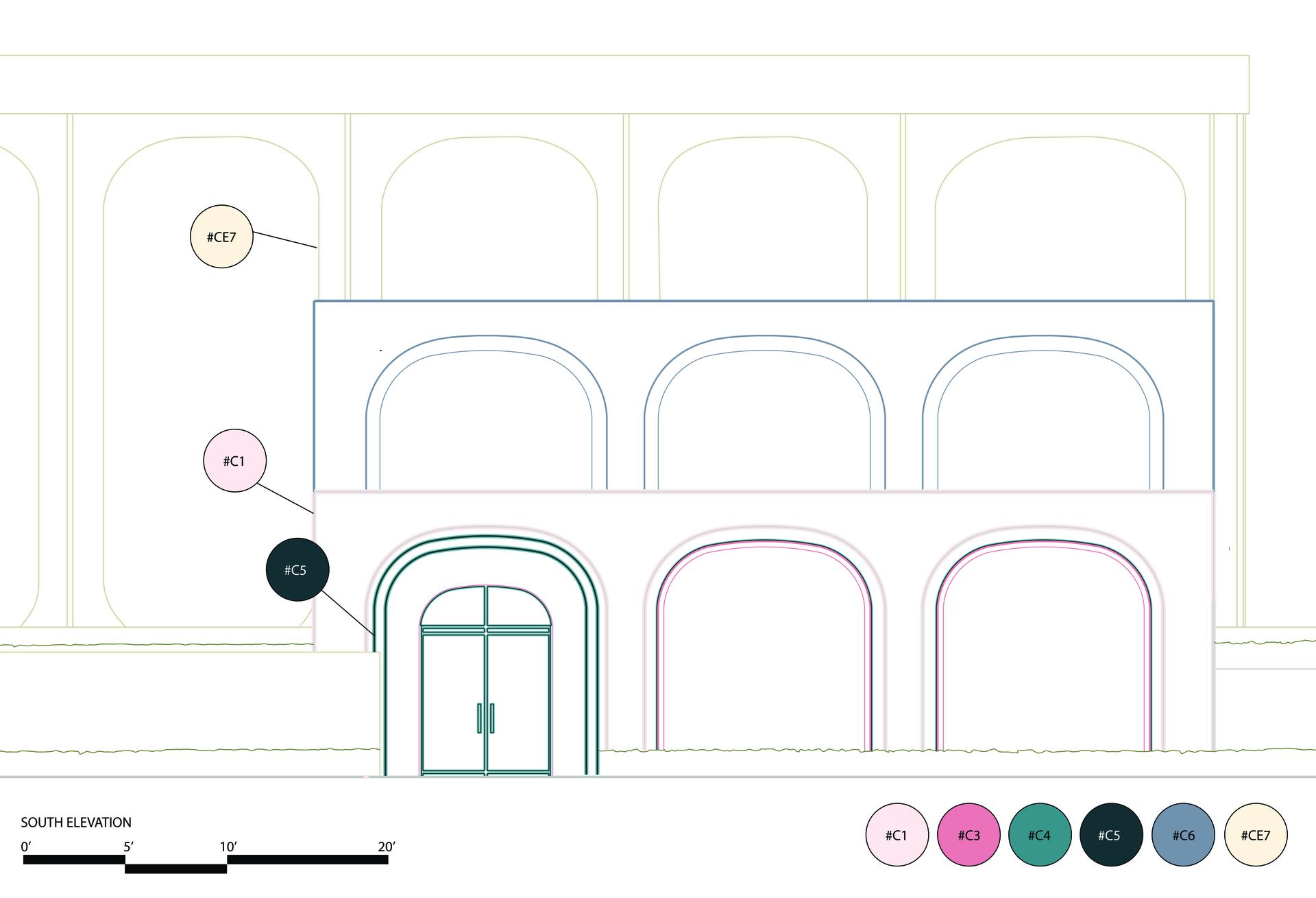 A line drawing using varying line weights to express the color of the Sheldon Art Museum and addition.